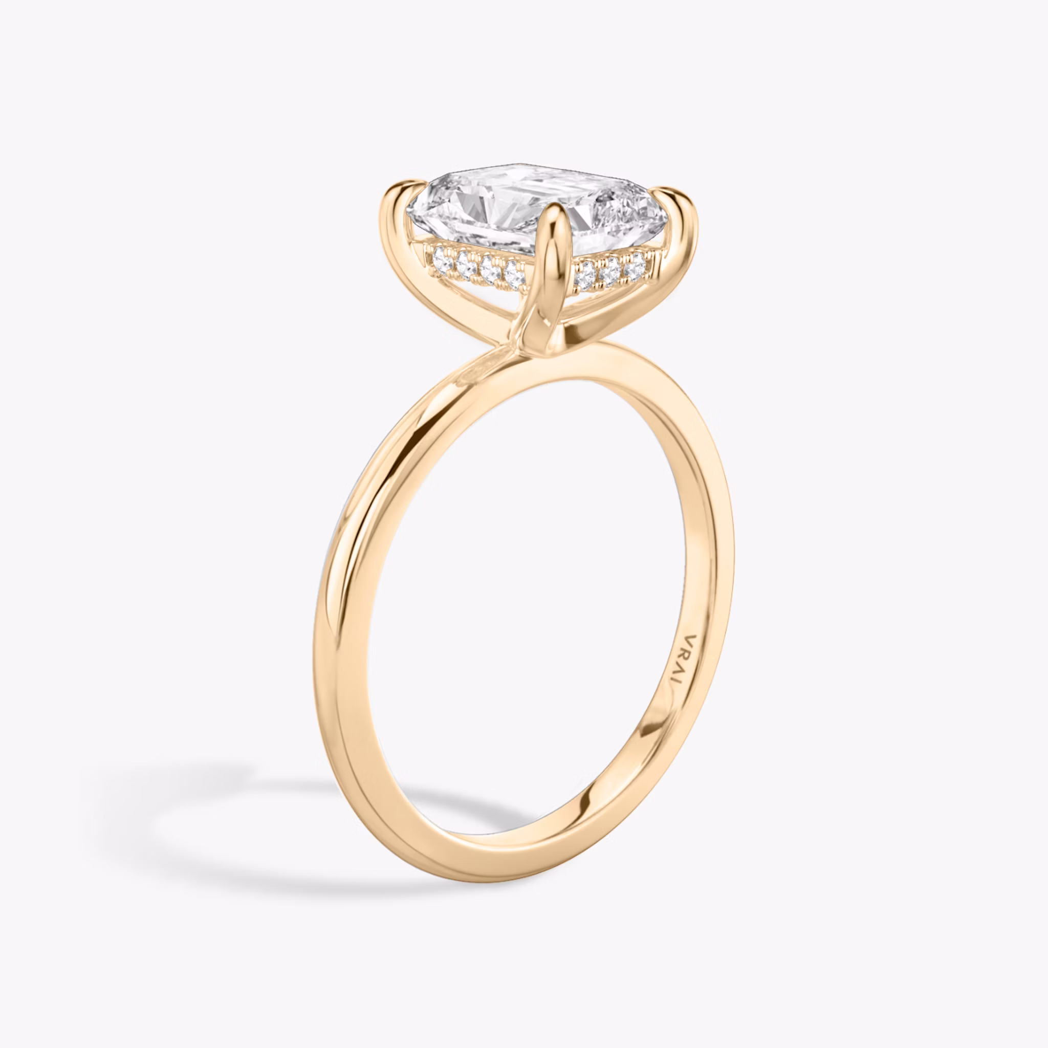 The Classic Hidden Halo | Radiant | 14k | Rose Gold | bandAccent: Plain | bandWidth: standard | prongStyle: Plain | diamondOrientation: vertical | caratWeight: other