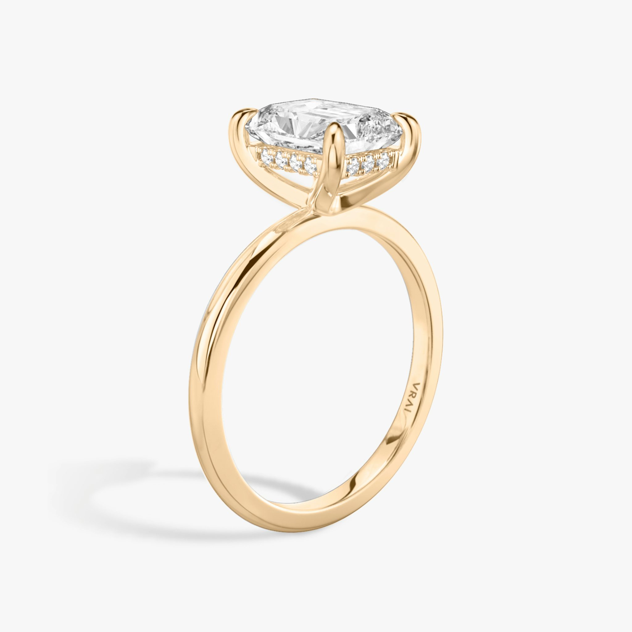 The Classic Hidden Halo | Radiant | 14k | Rose Gold | bandAccent: Plain | bandWidth: standard | prongStyle: Plain | diamondOrientation: vertical | caratWeight: other
