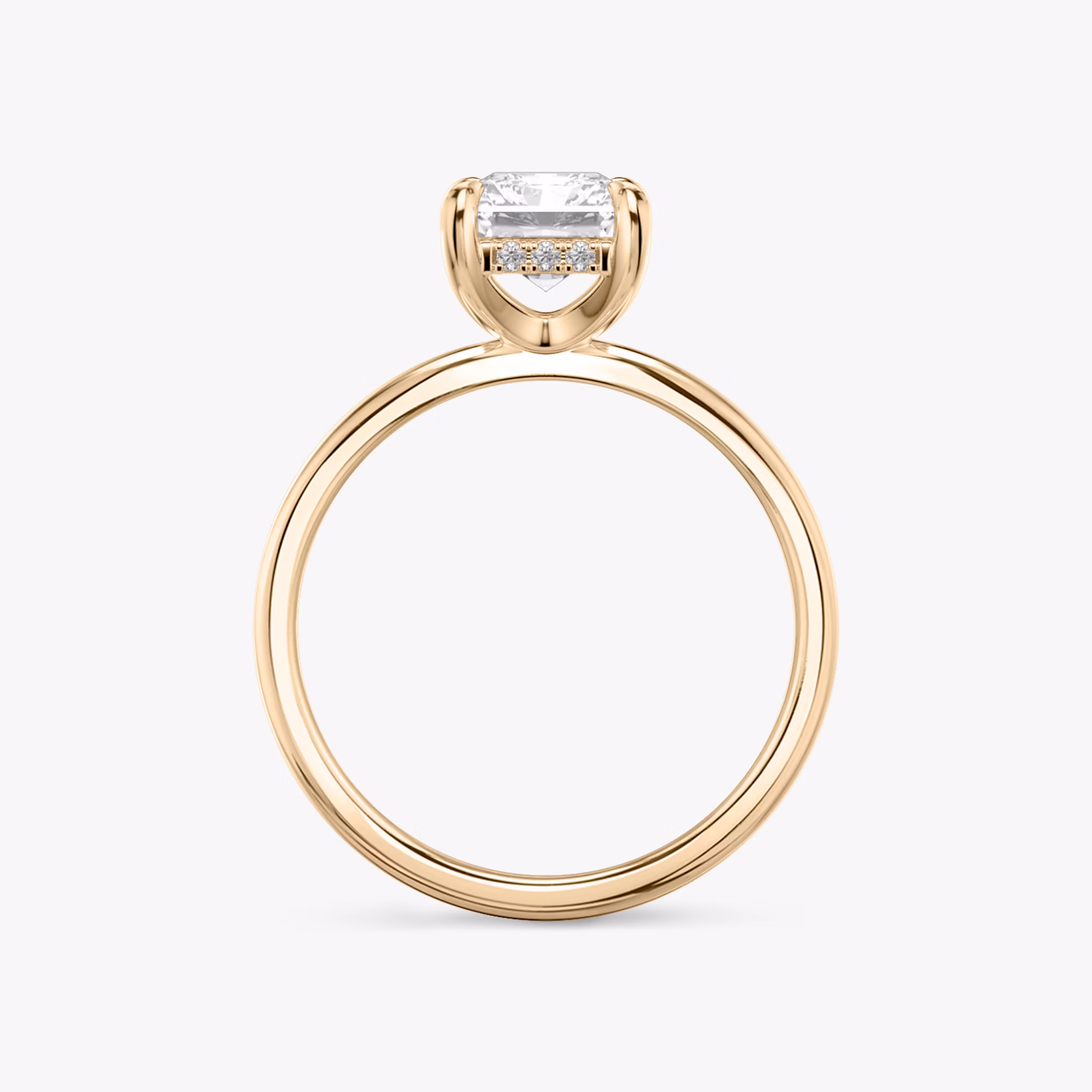 The Classic Hidden Halo | Radiant | 14k | Rose Gold | bandAccent: Plain | bandWidth: standard | prongStyle: Plain | diamondOrientation: vertical | caratWeight: other