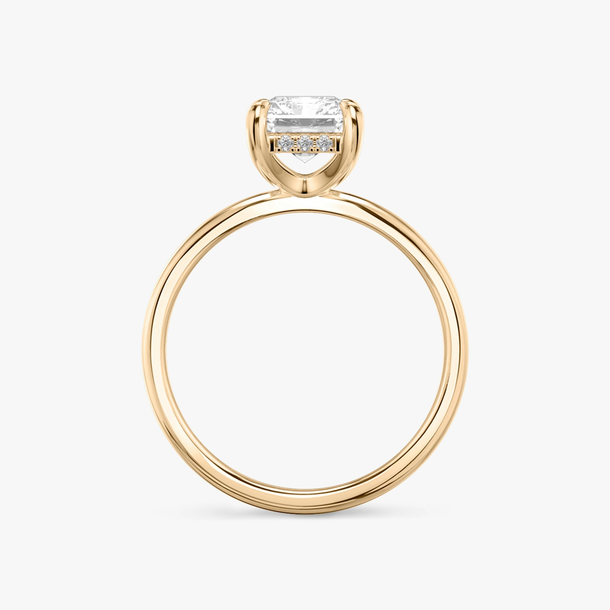 The Classic Hidden Halo | Radiant | 14k | Rose Gold | bandAccent: Plain | bandWidth: standard | prongStyle: Plain | diamondOrientation: vertical | caratWeight: other
