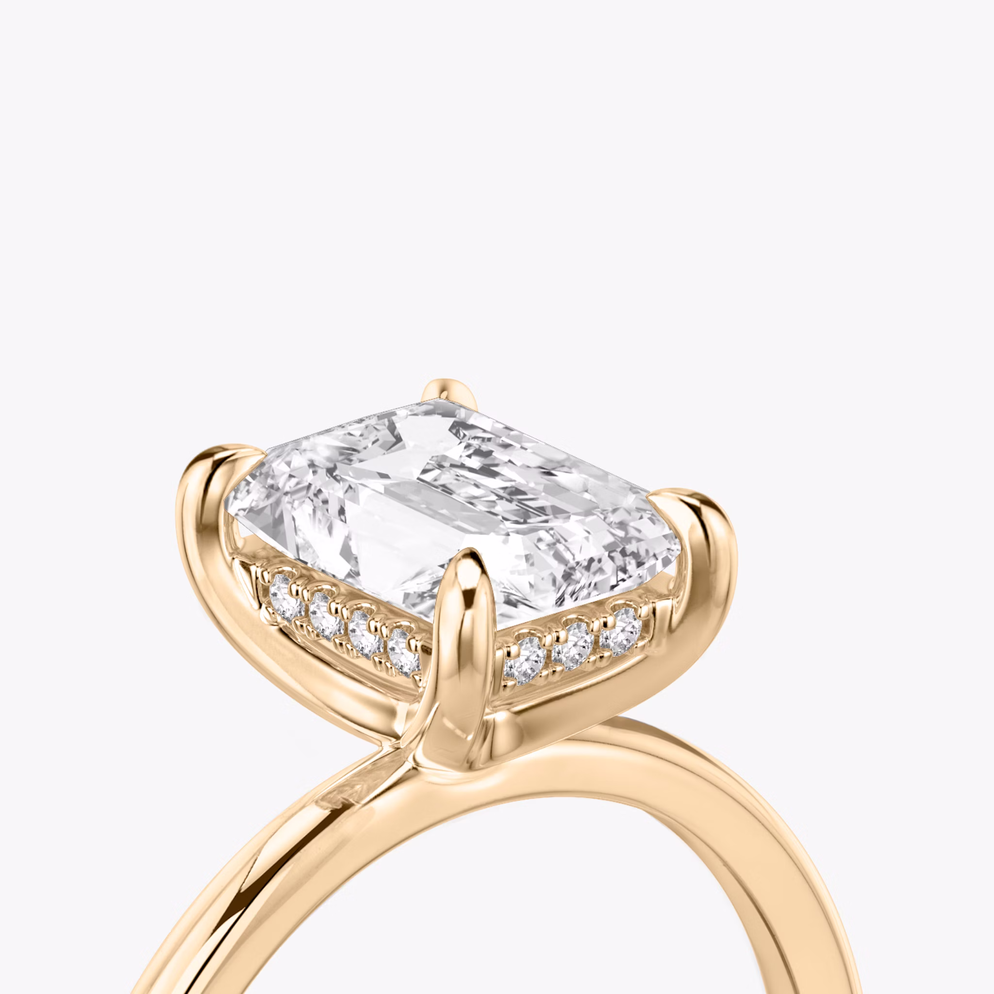 The Classic Hidden Halo | Radiant | 14k | Rose Gold | bandAccent: Plain | bandWidth: standard | prongStyle: Plain | diamondOrientation: vertical | caratWeight: other