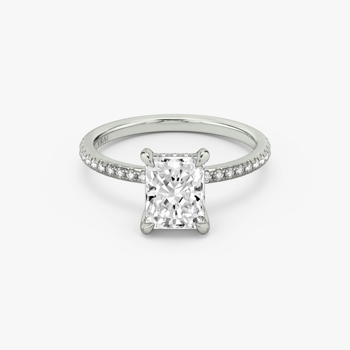 The Classic Hidden Halo | Radiant | Platinum | bandAccent: Pavé | bandWidth: standard | prongStyle: Plain | diamondOrientation: vertical | caratWeight: other