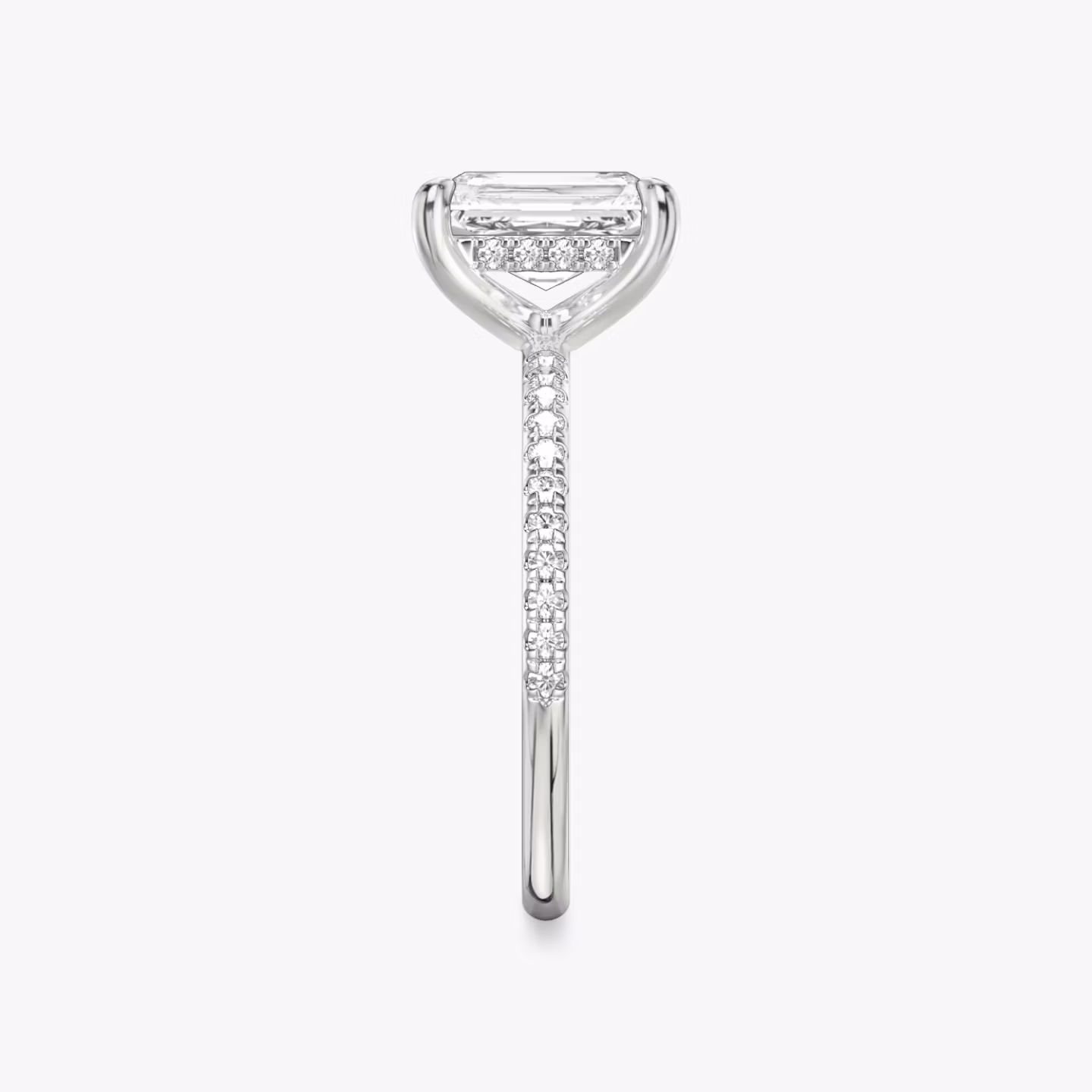 The Classic Hidden Halo | Radiant | Platinum | bandAccent: Pavé | bandWidth: standard | prongStyle: Plain | diamondOrientation: vertical | caratWeight: other
