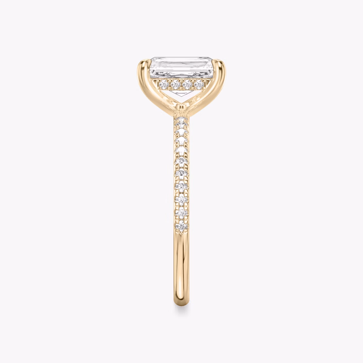 The Classic Hidden Halo | Radiant | 14k | Rose Gold | bandAccent: Pavé | bandWidth: standard | prongStyle: Plain | diamondOrientation: vertical | caratWeight: other