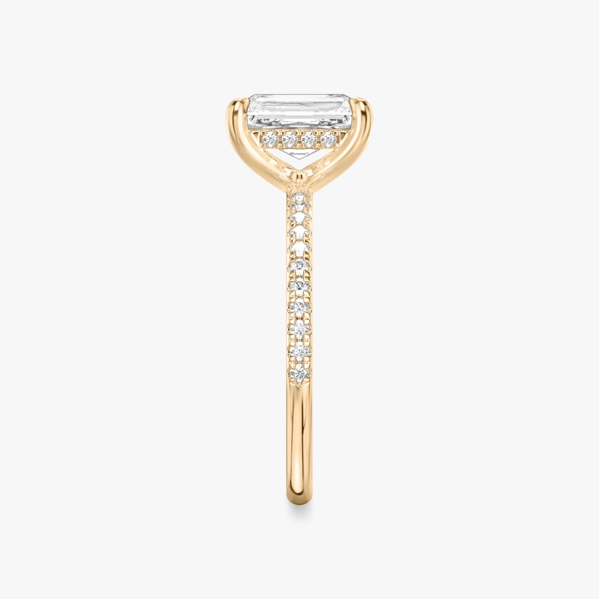 The Classic Hidden Halo | Radiant | 14k | Rose Gold | bandAccent: Pavé | bandWidth: standard | prongStyle: Plain | diamondOrientation: vertical | caratWeight: other