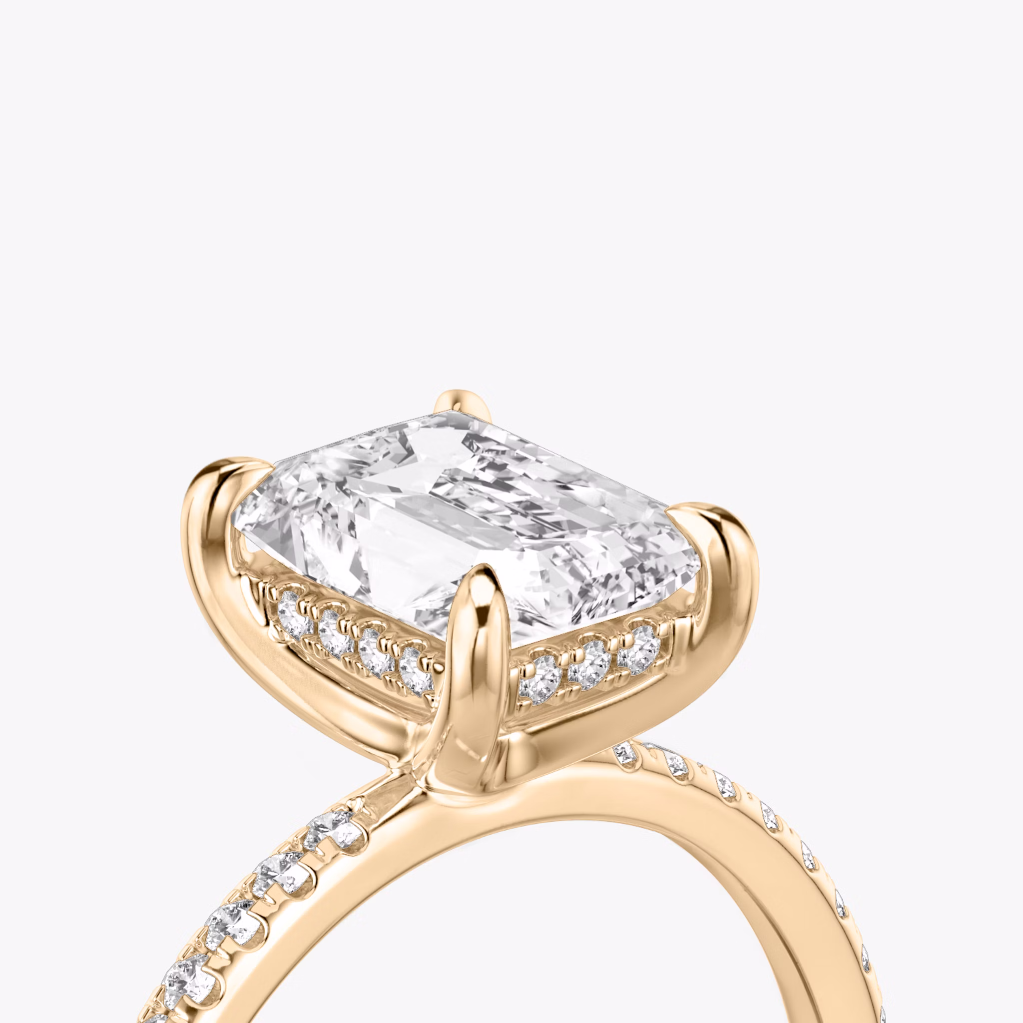 The Classic Hidden Halo | Radiant | 14k | Rose Gold | bandAccent: Pavé | bandWidth: standard | prongStyle: Plain | diamondOrientation: vertical | caratWeight: other