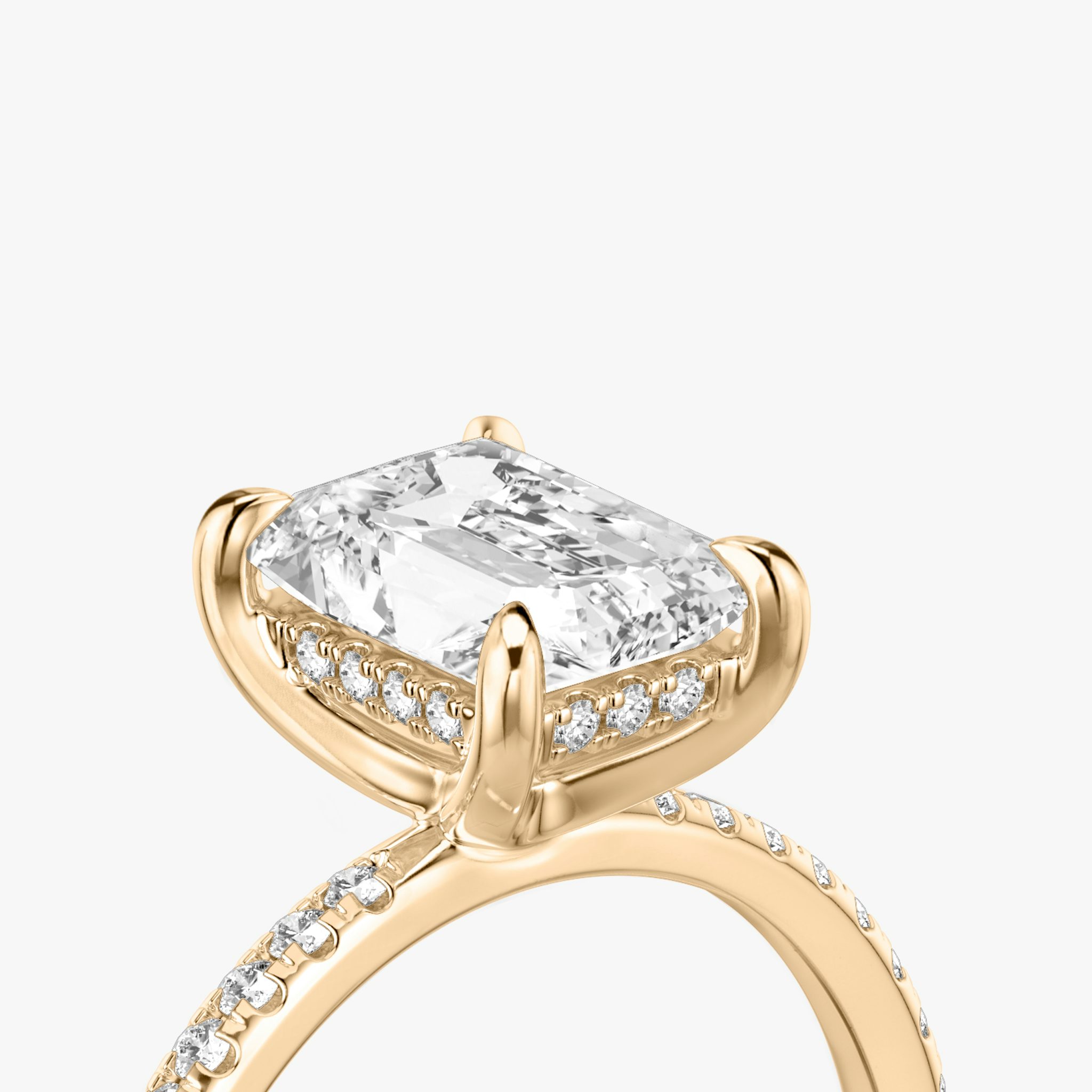 The Classic Hidden Halo | Radiant | 14k | Rose Gold | bandAccent: Pavé | bandWidth: standard | prongStyle: Plain | diamondOrientation: vertical | caratWeight: other