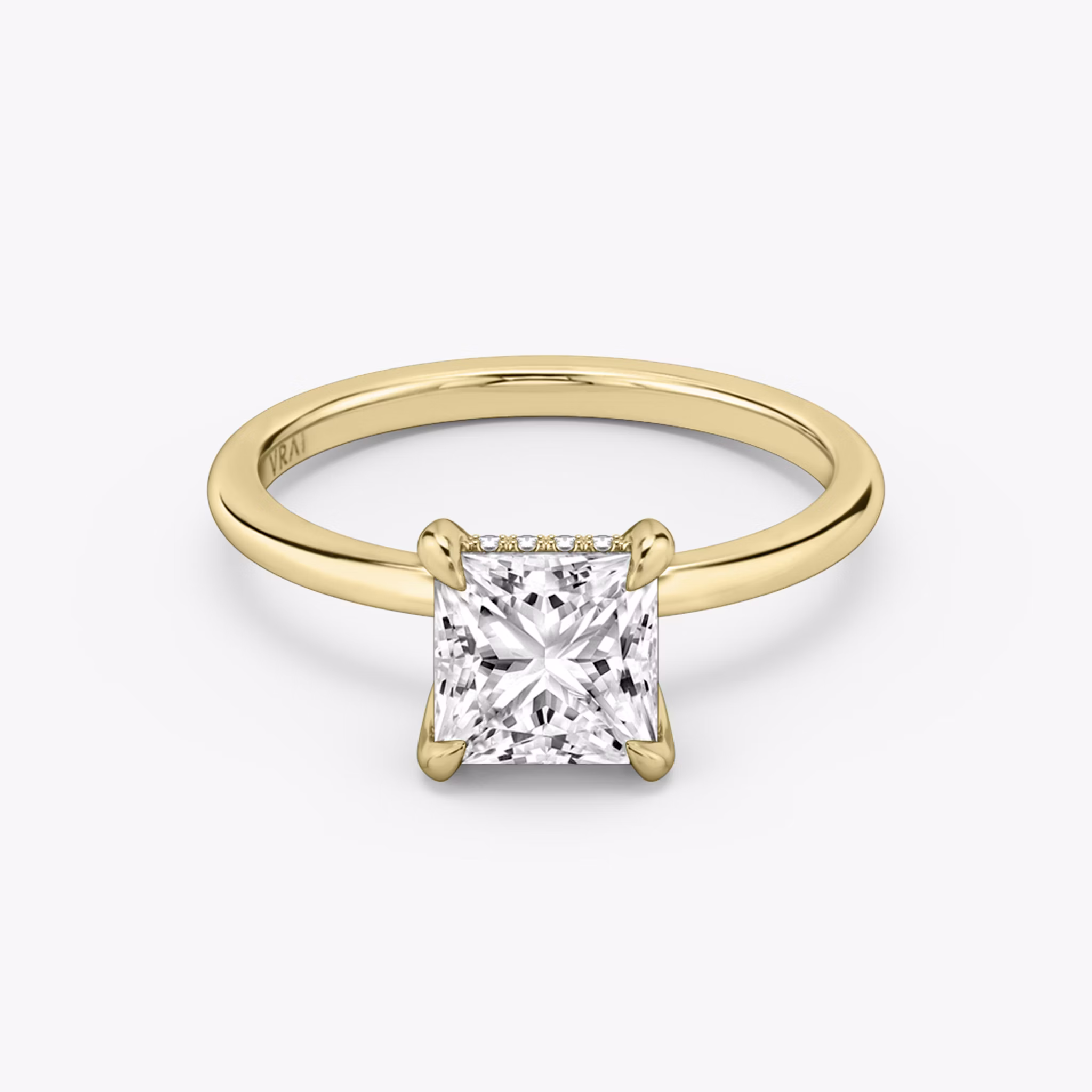 The Classic Hidden Halo | Princess | 18k | Yellow Gold | bandAccent: Plain | bandWidth: standard | prongStyle: Plain | diamondOrientation: vertical | caratWeight: other