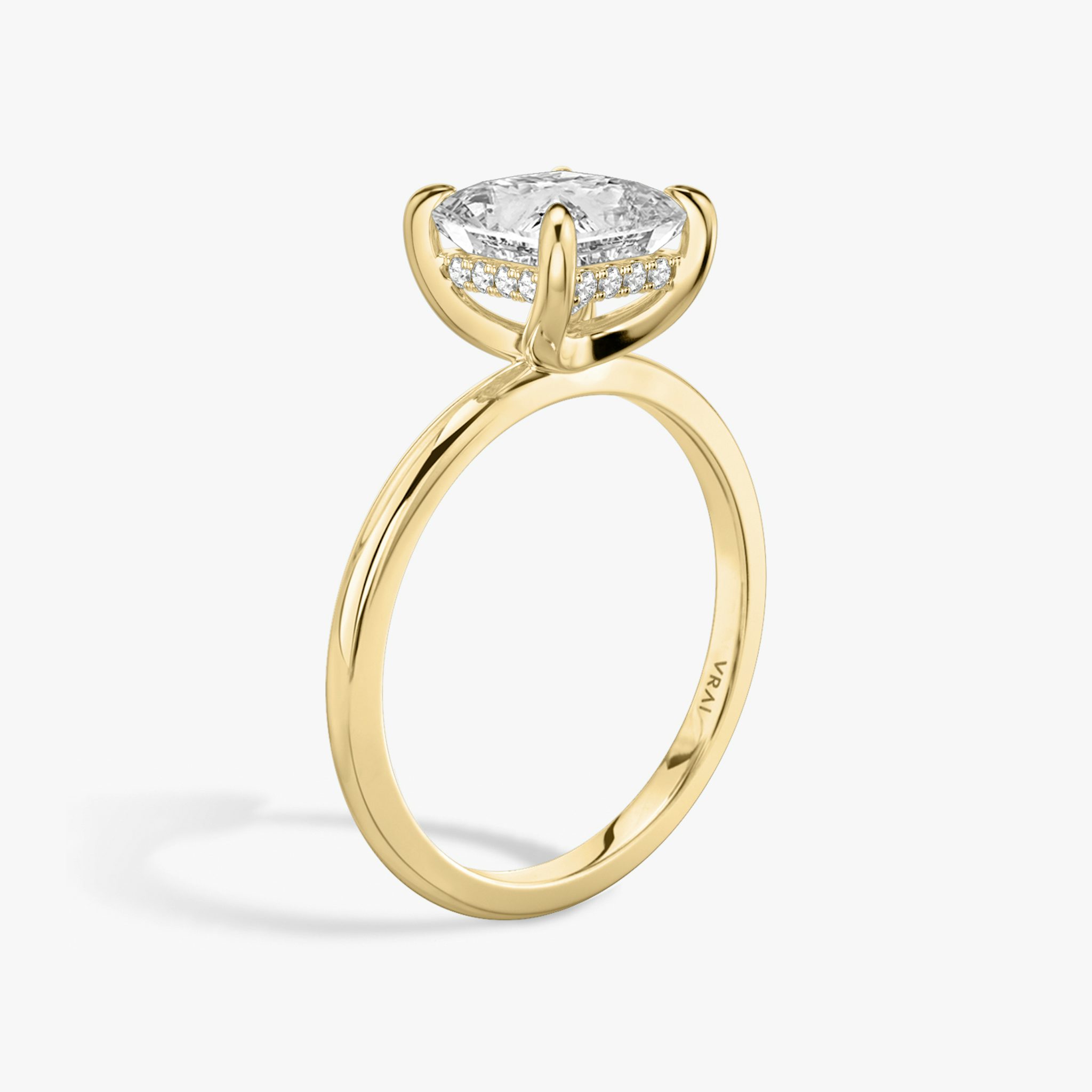 The Classic Hidden Halo | Princess | 18k | Yellow Gold | bandAccent: Plain | bandWidth: standard | prongStyle: Plain | diamondOrientation: vertical | caratWeight: other