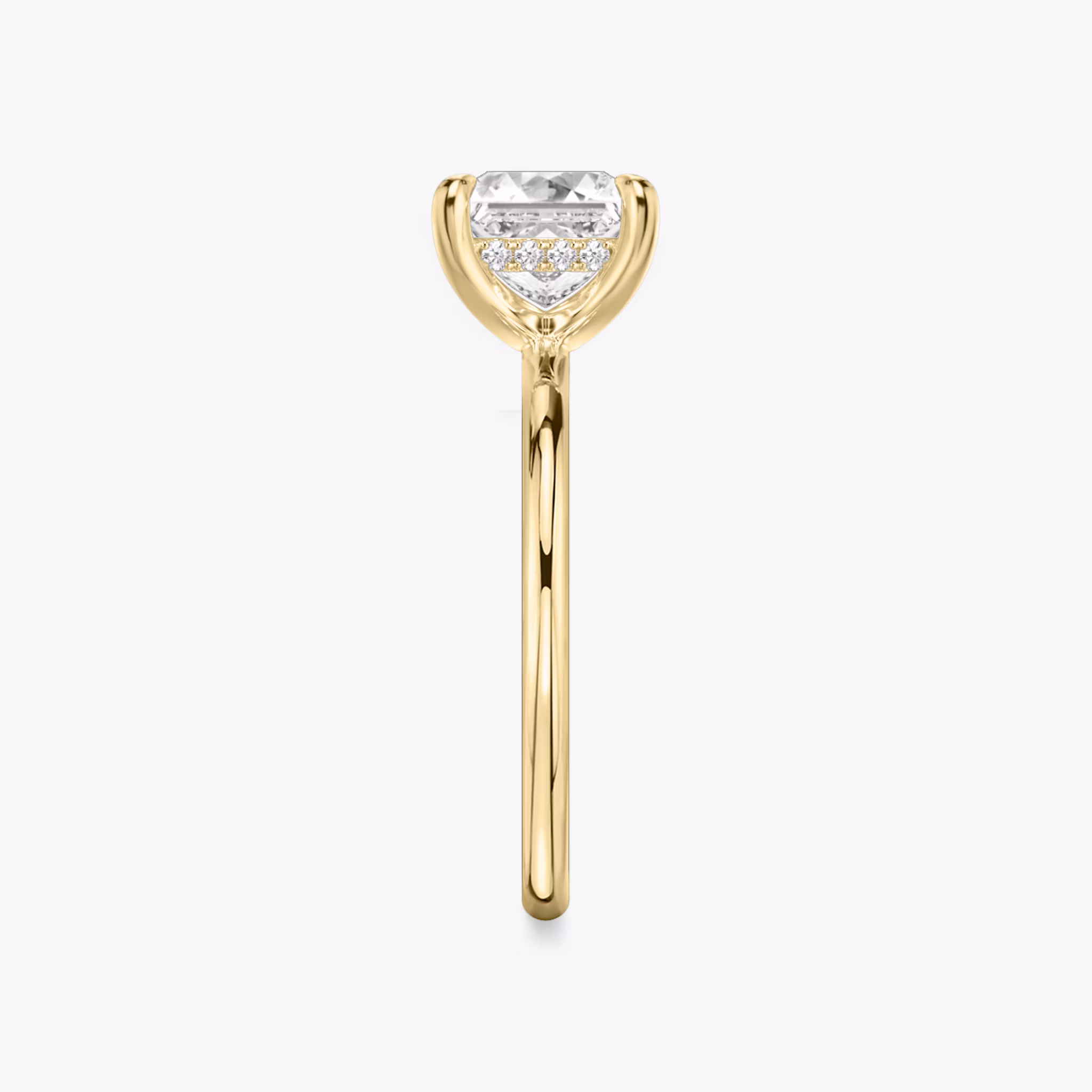 The Classic Hidden Halo | Princess | 18k | Yellow Gold | bandAccent: Plain | bandWidth: standard | prongStyle: Plain | diamondOrientation: vertical | caratWeight: other