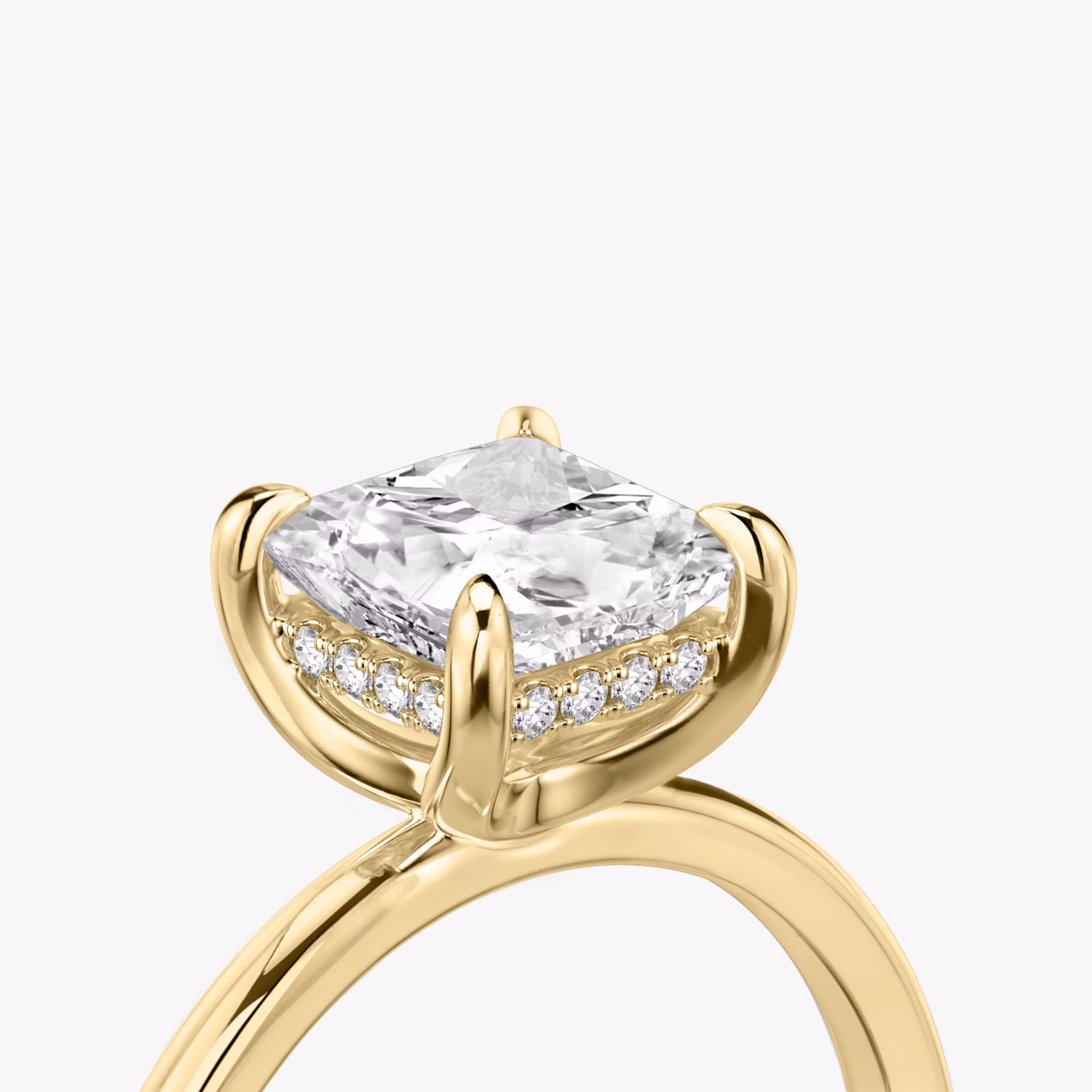The Classic Hidden Halo | Princess | 18k | Yellow Gold | bandAccent: Plain | bandWidth: standard | prongStyle: Plain | diamondOrientation: vertical | caratWeight: other