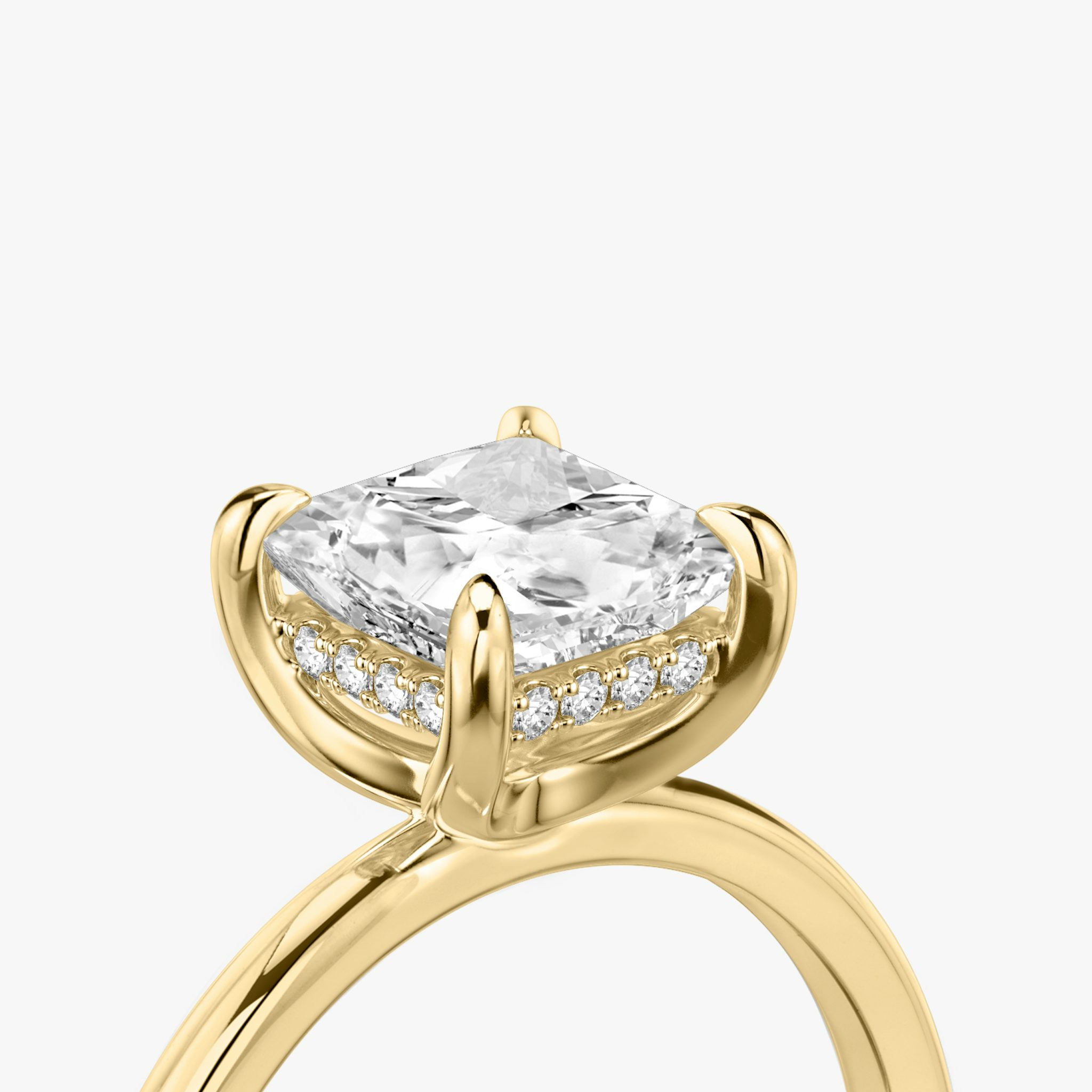 The Classic Hidden Halo | Princess | 18k | Yellow Gold | bandAccent: Plain | bandWidth: standard | prongStyle: Plain | diamondOrientation: vertical | caratWeight: other