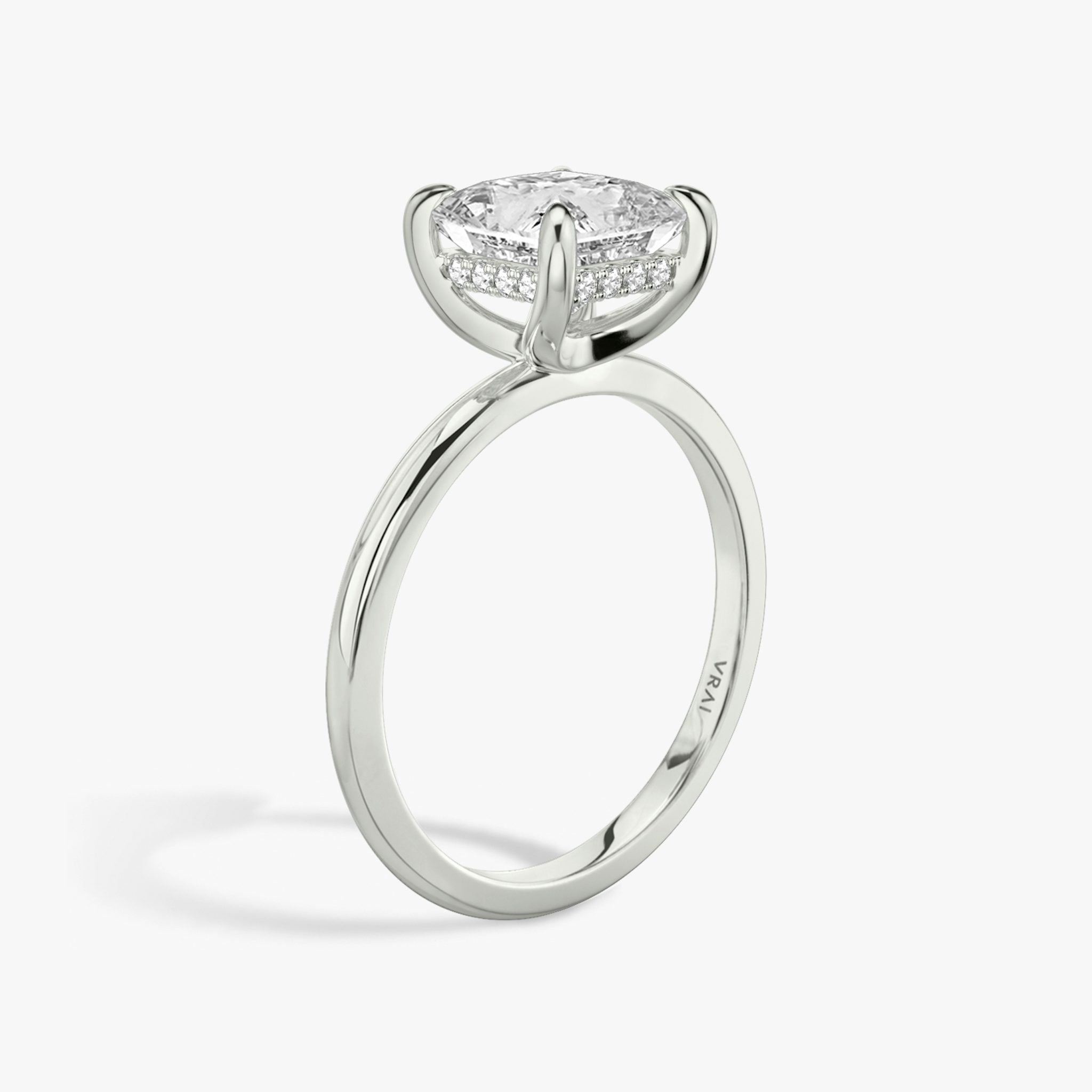 The Classic Hidden Halo | Princess | 18k | White Gold | bandAccent: Plain | bandWidth: standard | prongStyle: Plain | diamondOrientation: vertical | caratWeight: other