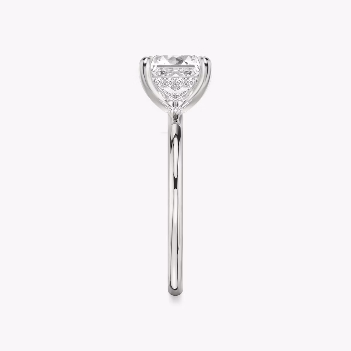 The Classic Hidden Halo | Princess | 18k | White Gold | bandAccent: Plain | bandWidth: standard | prongStyle: Plain | diamondOrientation: vertical | caratWeight: other