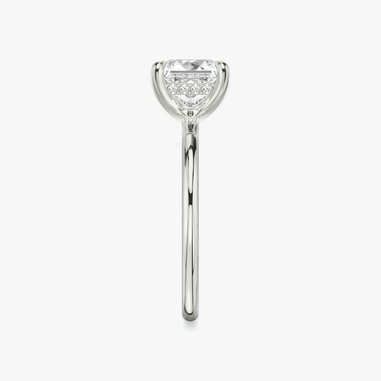 The Classic Hidden Halo | Princess | 18k | White Gold | bandAccent: Plain | bandWidth: standard | prongStyle: Plain | diamondOrientation: vertical | caratWeight: other