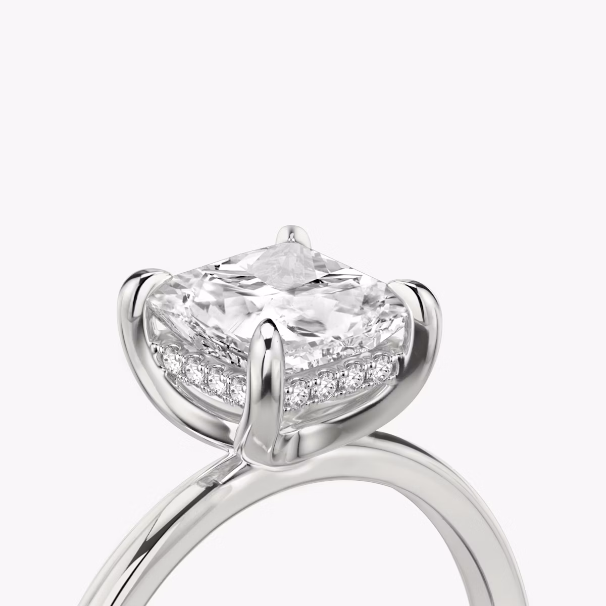 The Classic Hidden Halo | Princess | 18k | White Gold | bandAccent: Plain | bandWidth: standard | prongStyle: Plain | diamondOrientation: vertical | caratWeight: other