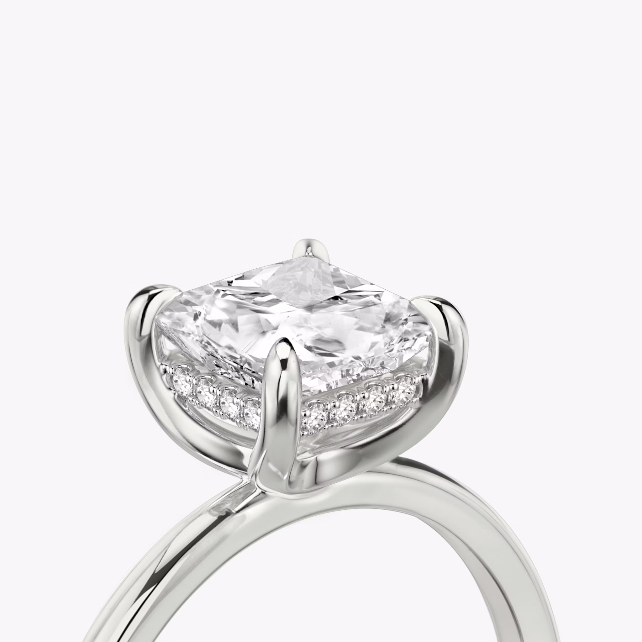 The Classic Hidden Halo | Princess | 18k | White Gold | bandAccent: Plain | bandWidth: standard | prongStyle: Plain | diamondOrientation: vertical | caratWeight: other