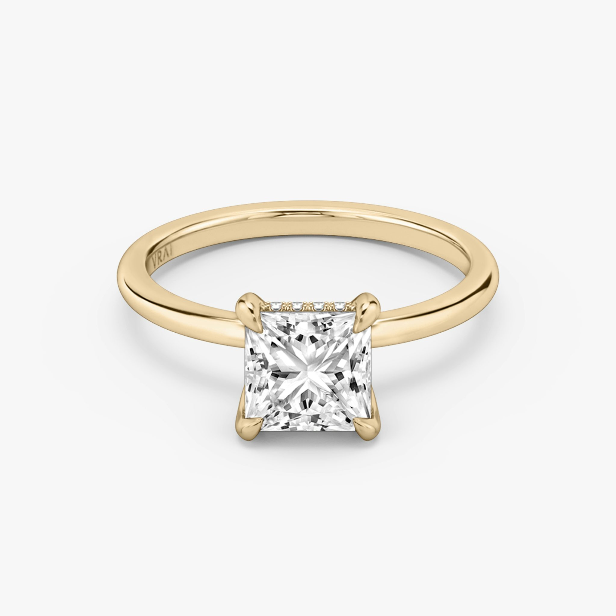 The Classic Hidden Halo | Princess | 14k | Rose Gold | bandAccent: Plain | bandWidth: standard | prongStyle: Plain | diamondOrientation: vertical | caratWeight: other