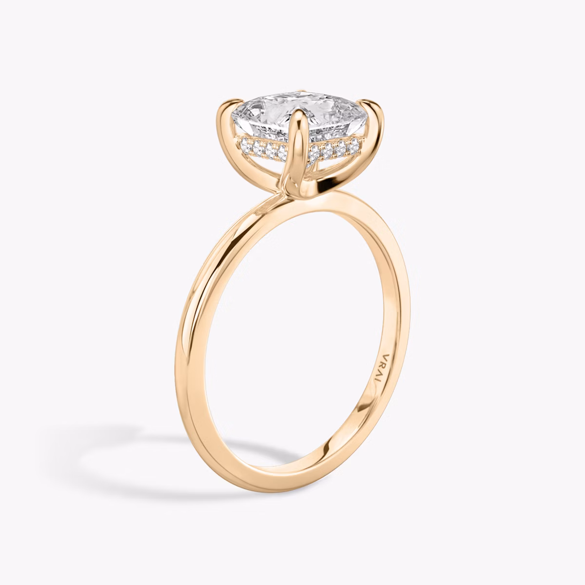The Classic Hidden Halo | Princess | 14k | Rose Gold | bandAccent: Plain | bandWidth: standard | prongStyle: Plain | diamondOrientation: vertical | caratWeight: other