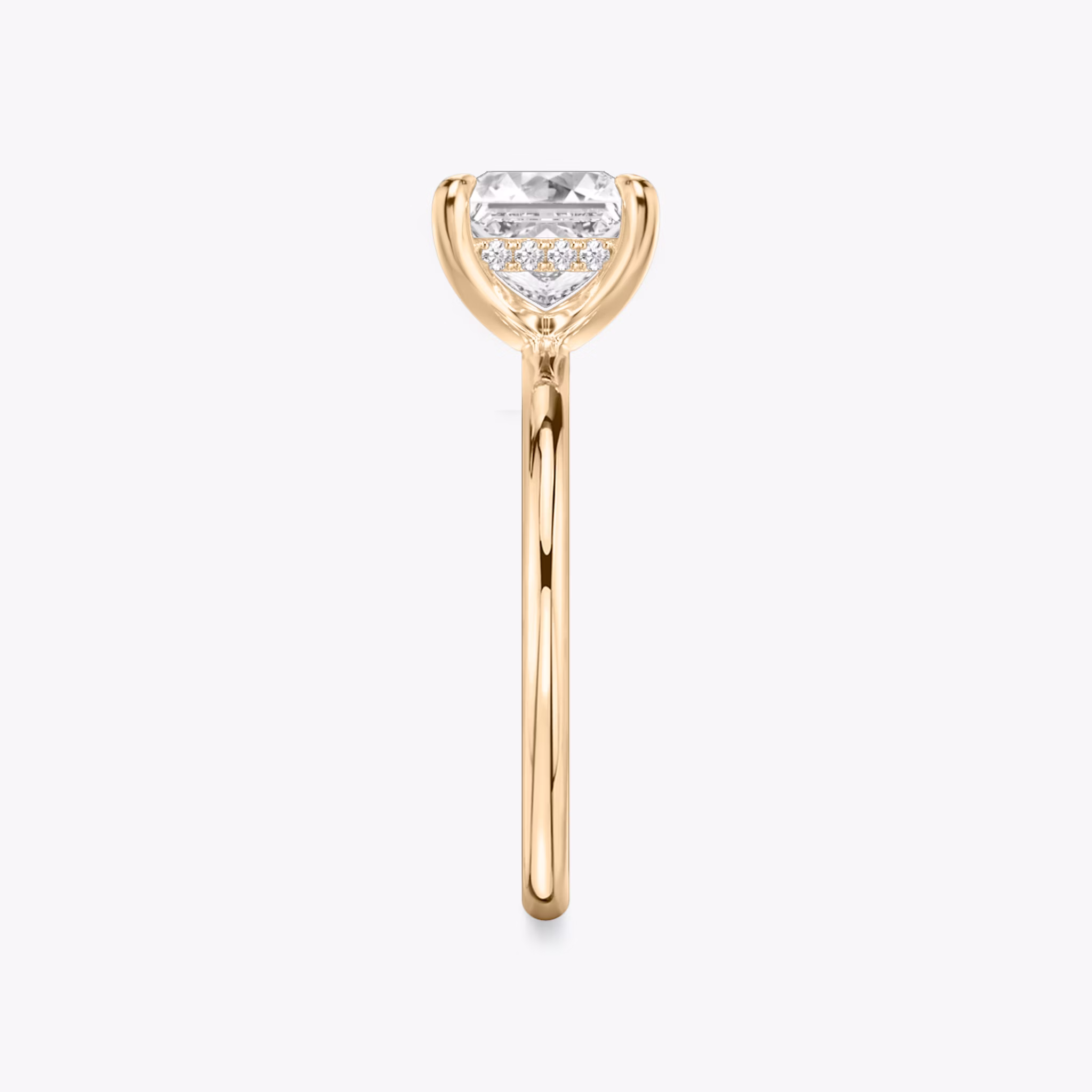 The Classic Hidden Halo | Princess | 14k | Rose Gold | bandAccent: Plain | bandWidth: standard | prongStyle: Plain | diamondOrientation: vertical | caratWeight: other