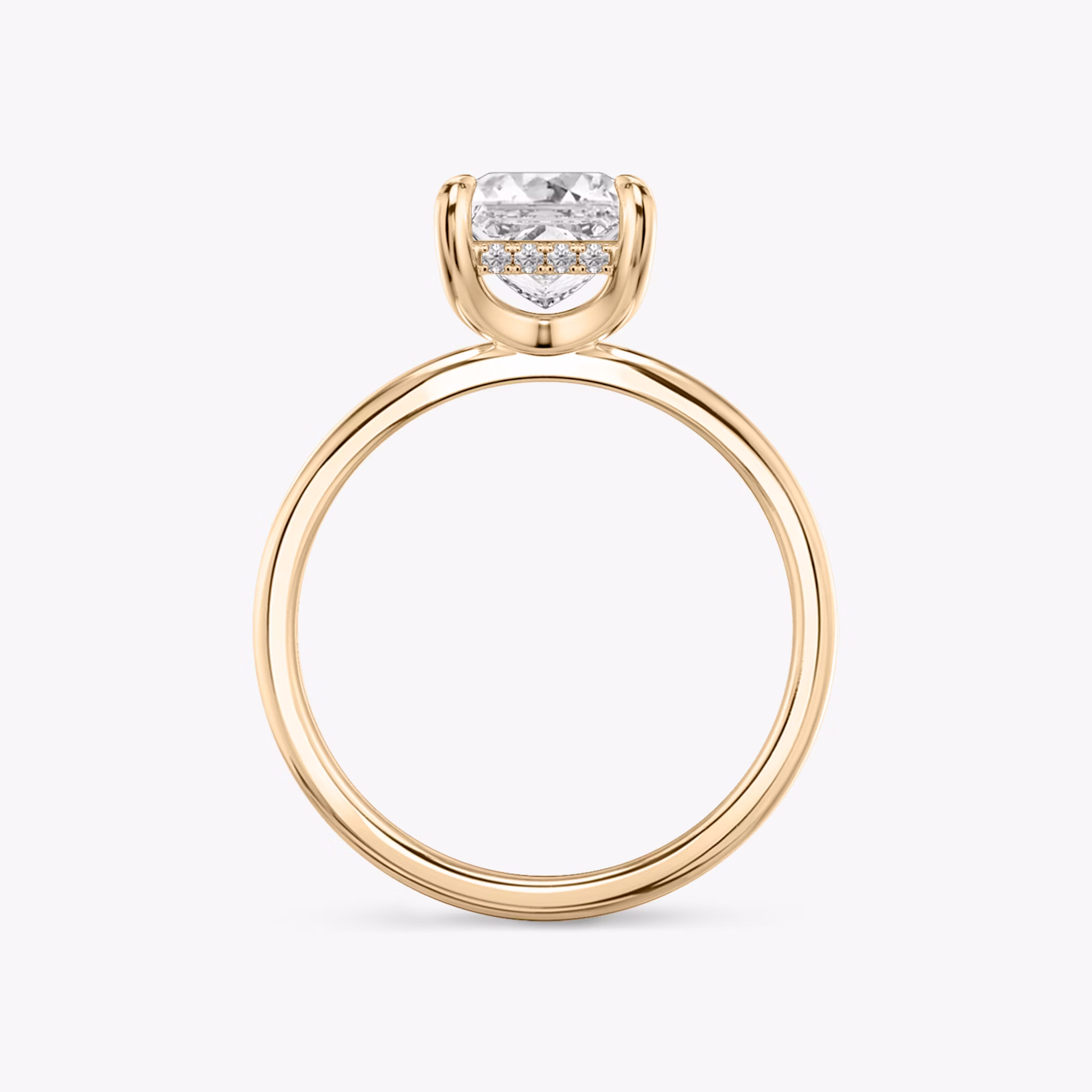The Classic Hidden Halo | Princess | 14k | Rose Gold | bandAccent: Plain | bandWidth: standard | prongStyle: Plain | diamondOrientation: vertical | caratWeight: other