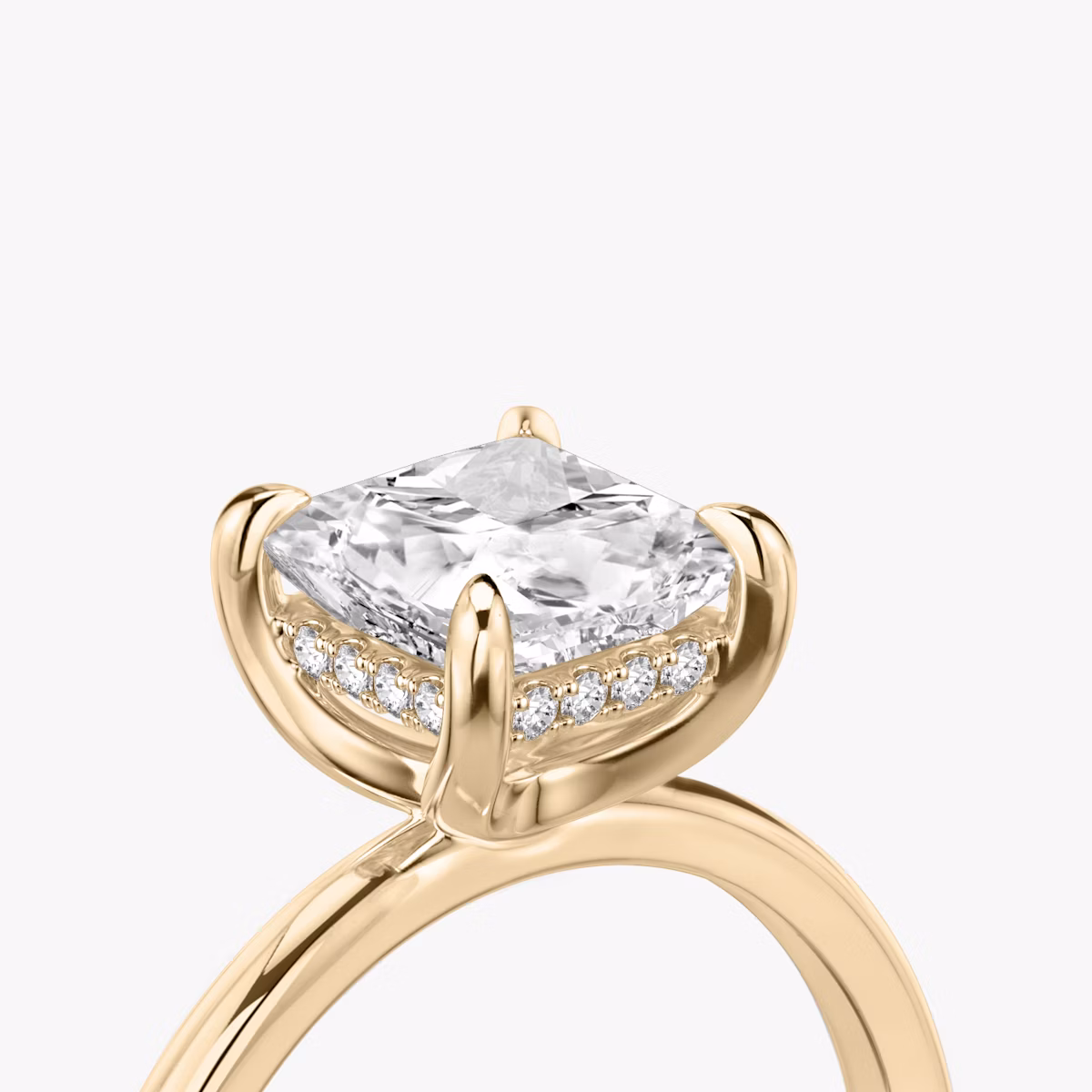 The Classic Hidden Halo | Princess | 14k | Rose Gold | bandAccent: Plain | bandWidth: standard | prongStyle: Plain | diamondOrientation: vertical | caratWeight: other