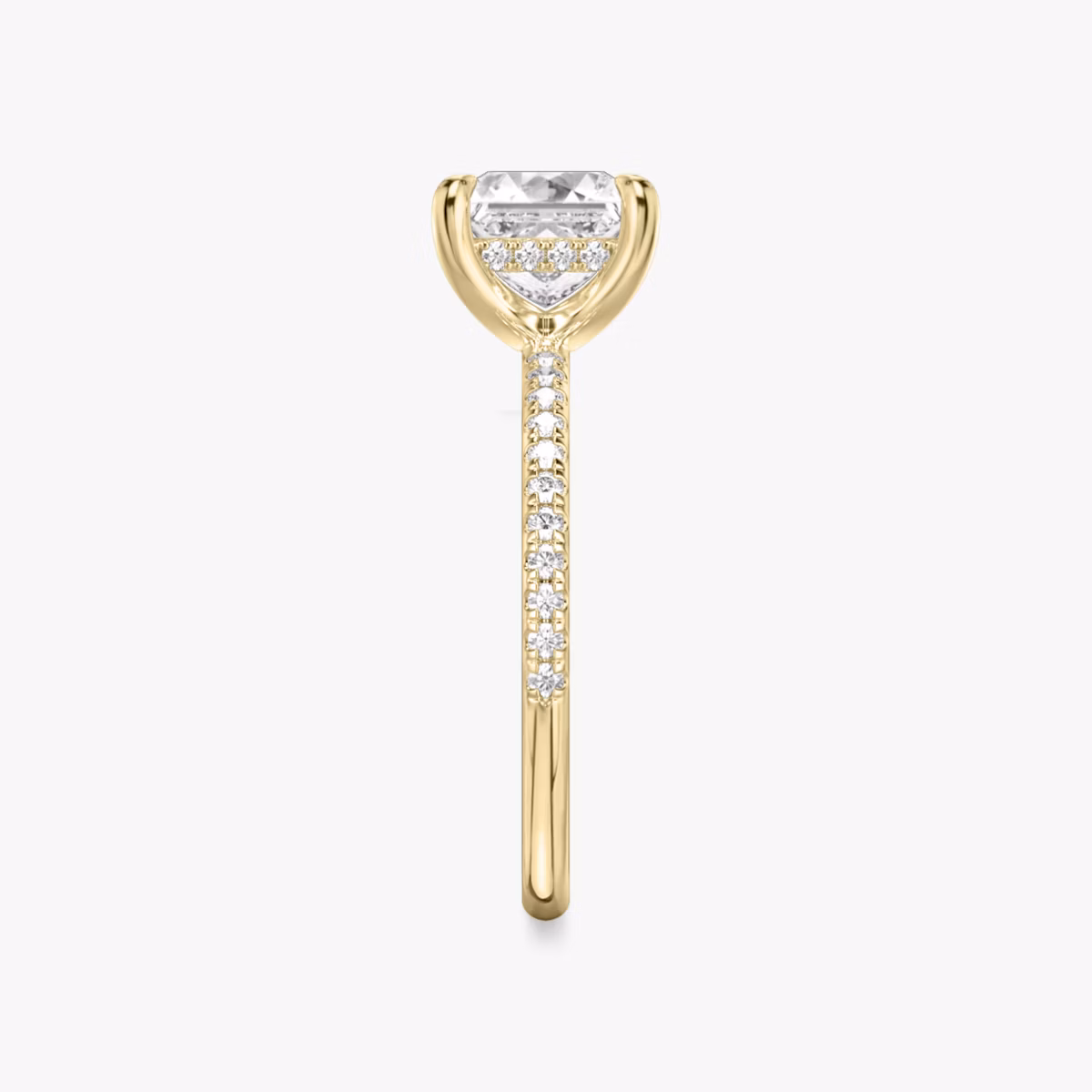 The Classic Hidden Halo | Princess | 18k | Yellow Gold | bandAccent: Pavé | bandWidth: standard | prongStyle: Plain | diamondOrientation: vertical | caratWeight: other
