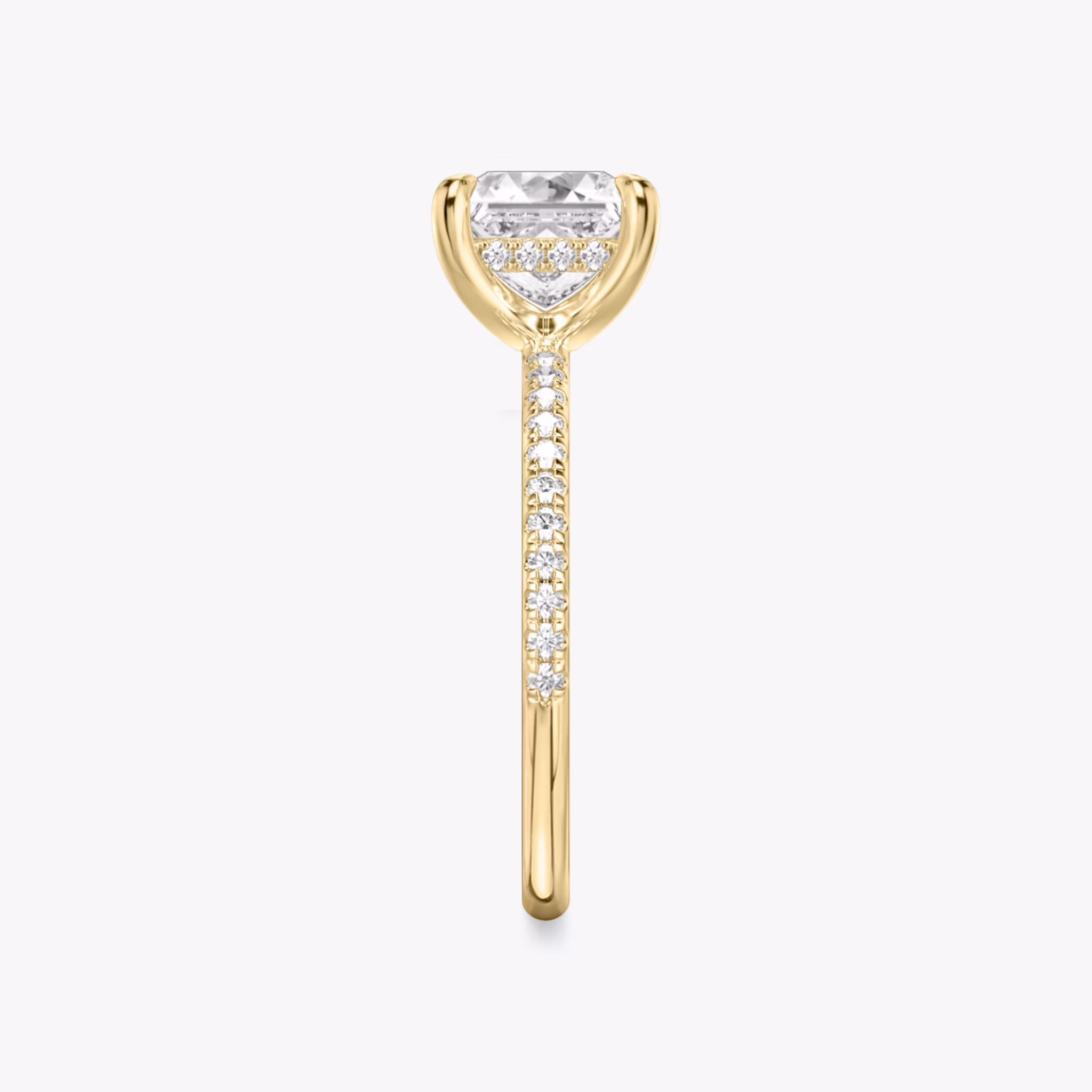 The Classic Hidden Halo | Princess | 18k | Yellow Gold | bandAccent: Pavé | bandWidth: standard | prongStyle: Plain | diamondOrientation: vertical | caratWeight: other