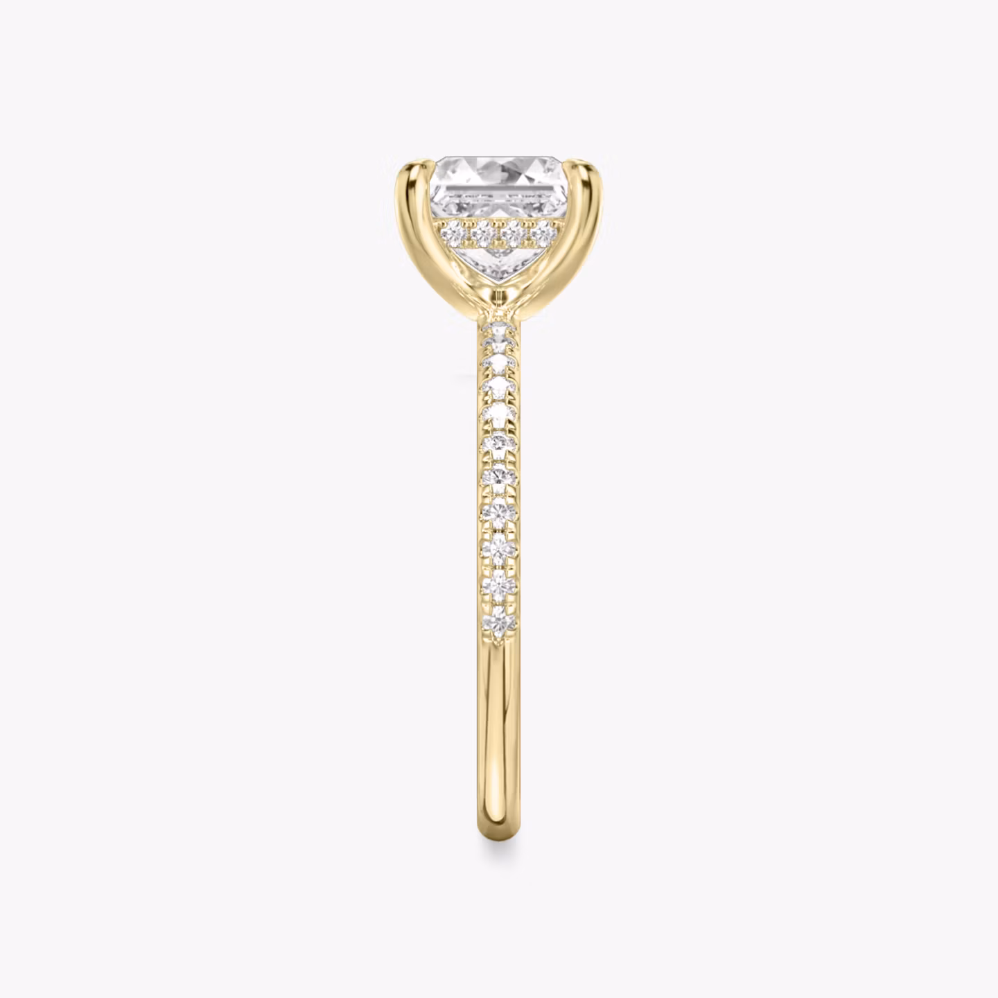 The Classic Hidden Halo | Princess | 18k | Yellow Gold | bandAccent: Pavé | bandWidth: standard | prongStyle: Plain | diamondOrientation: vertical | caratWeight: other