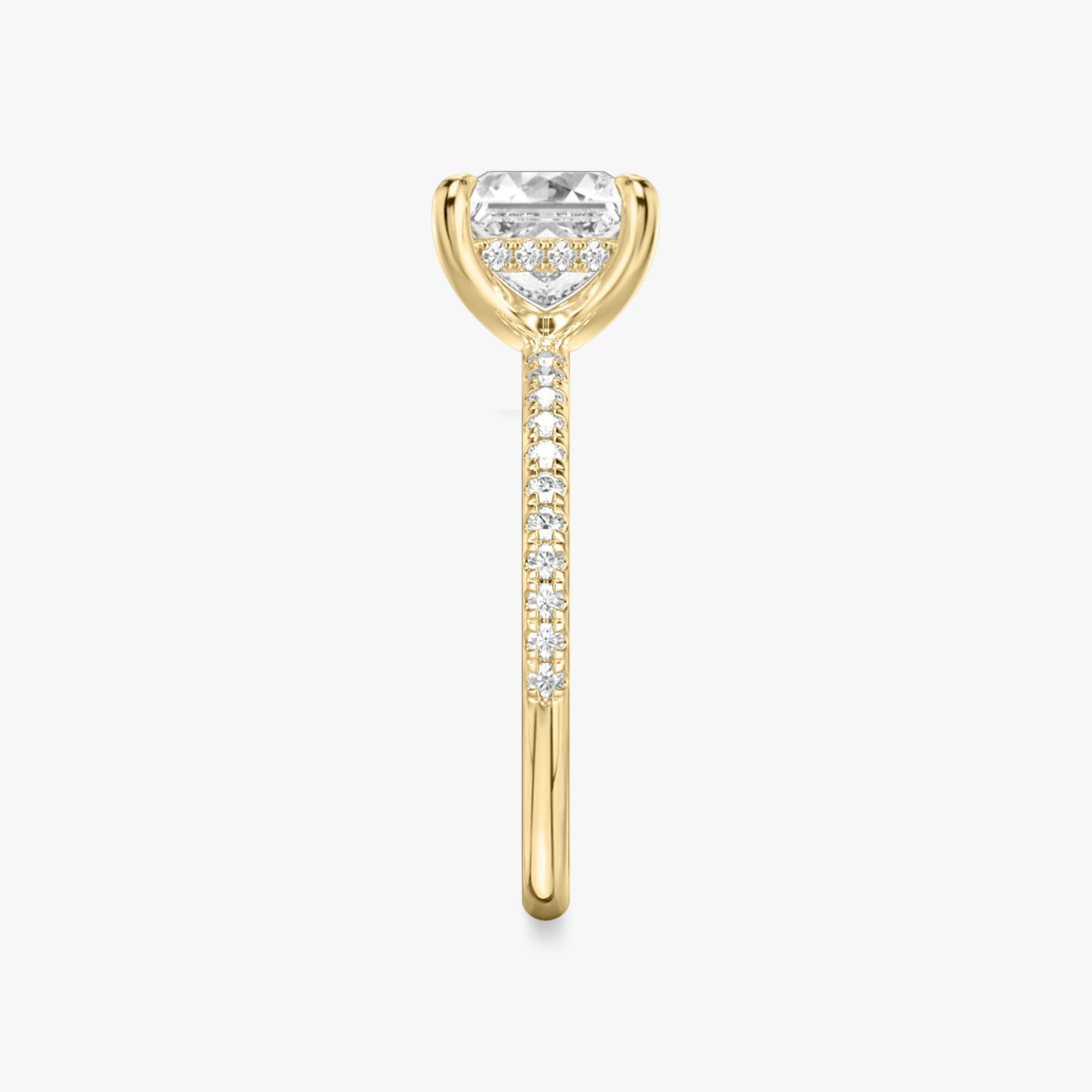 The Classic Hidden Halo | Princess | 18k | Yellow Gold | bandAccent: Pavé | bandWidth: standard | prongStyle: Plain | diamondOrientation: vertical | caratWeight: other