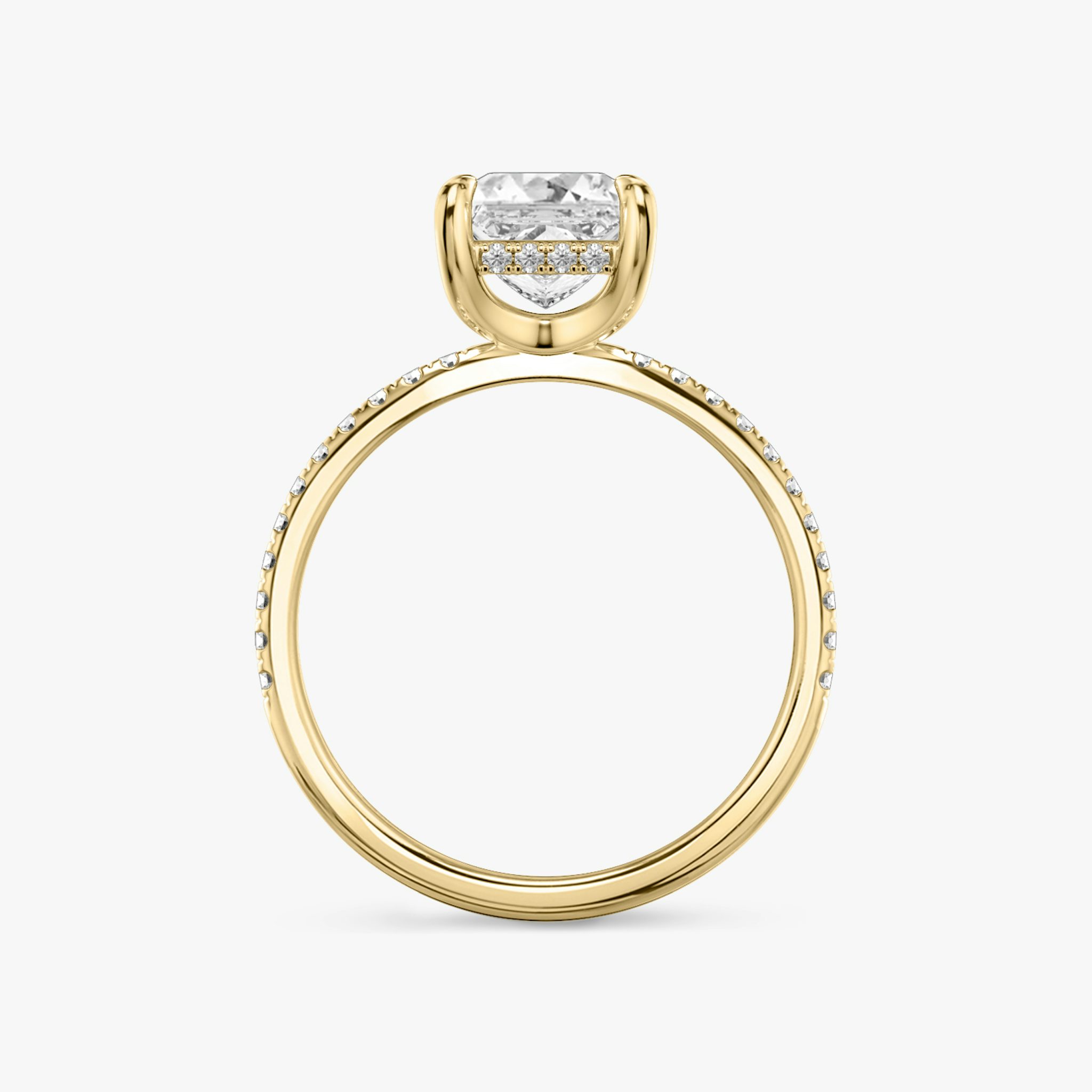 The Classic Hidden Halo | Princess | 18k | Yellow Gold | bandAccent: Pavé | bandWidth: standard | prongStyle: Plain | diamondOrientation: vertical | caratWeight: other