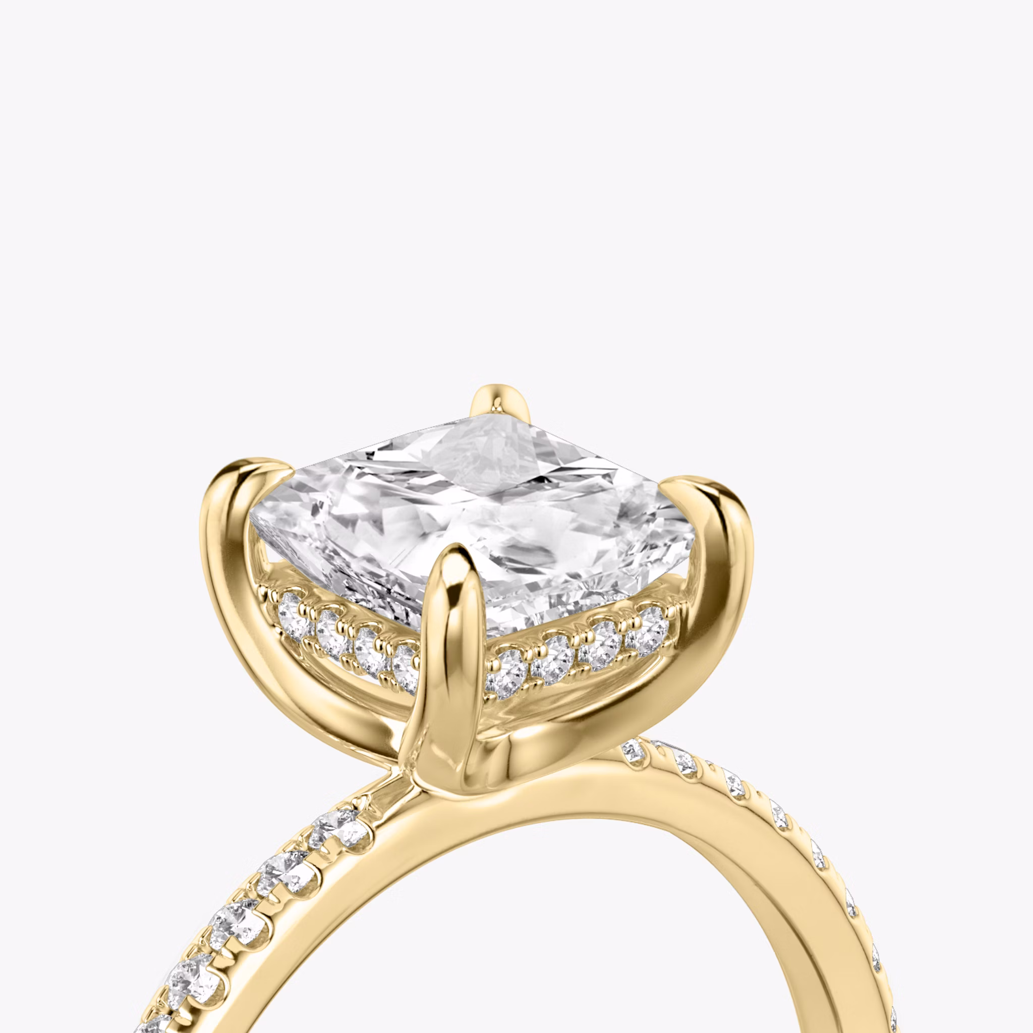 The Classic Hidden Halo | Princess | 18k | Yellow Gold | bandAccent: Pavé | bandWidth: standard | prongStyle: Plain | diamondOrientation: vertical | caratWeight: other