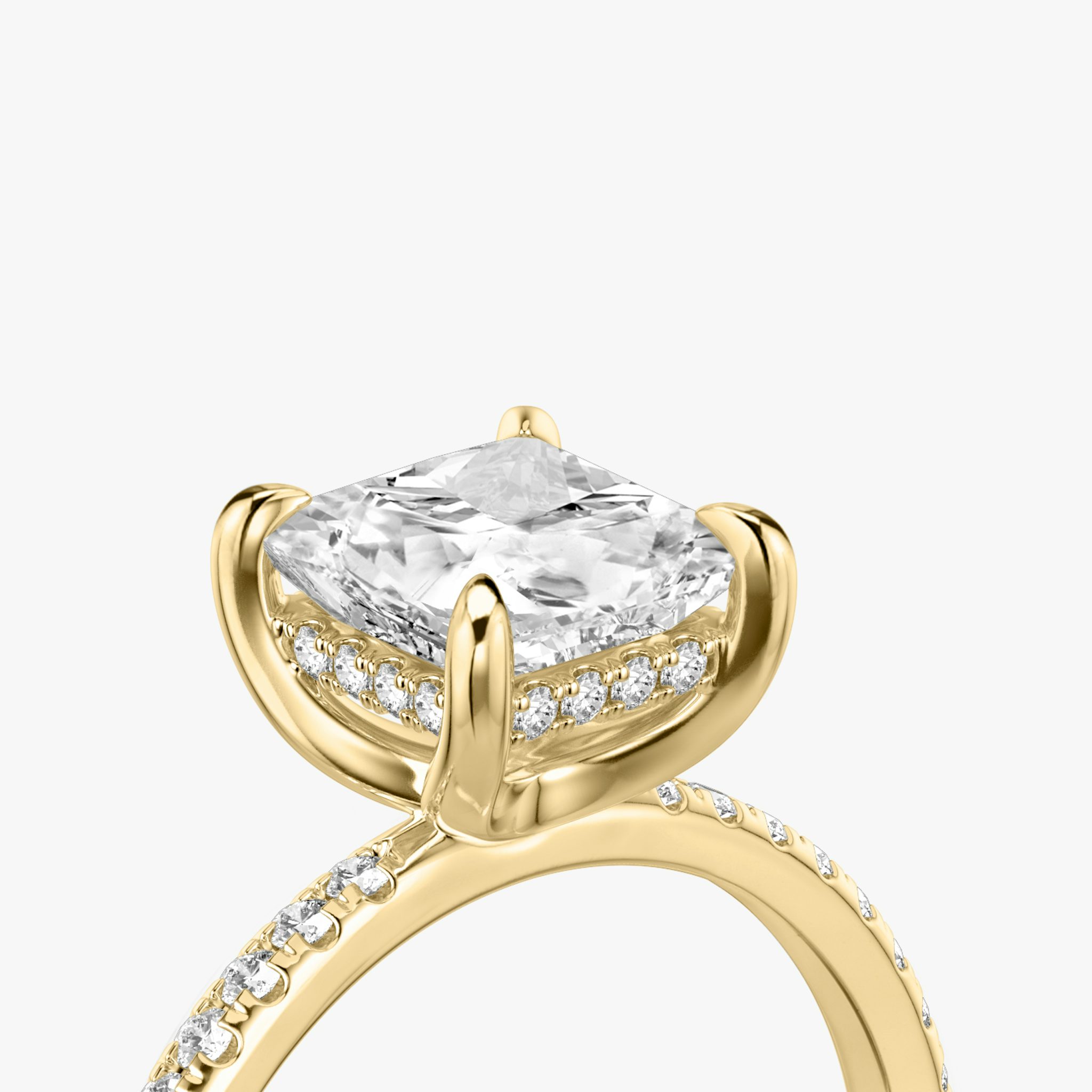 The Classic Hidden Halo | Princess | 18k | Yellow Gold | bandAccent: Pavé | bandWidth: standard | prongStyle: Plain | diamondOrientation: vertical | caratWeight: other