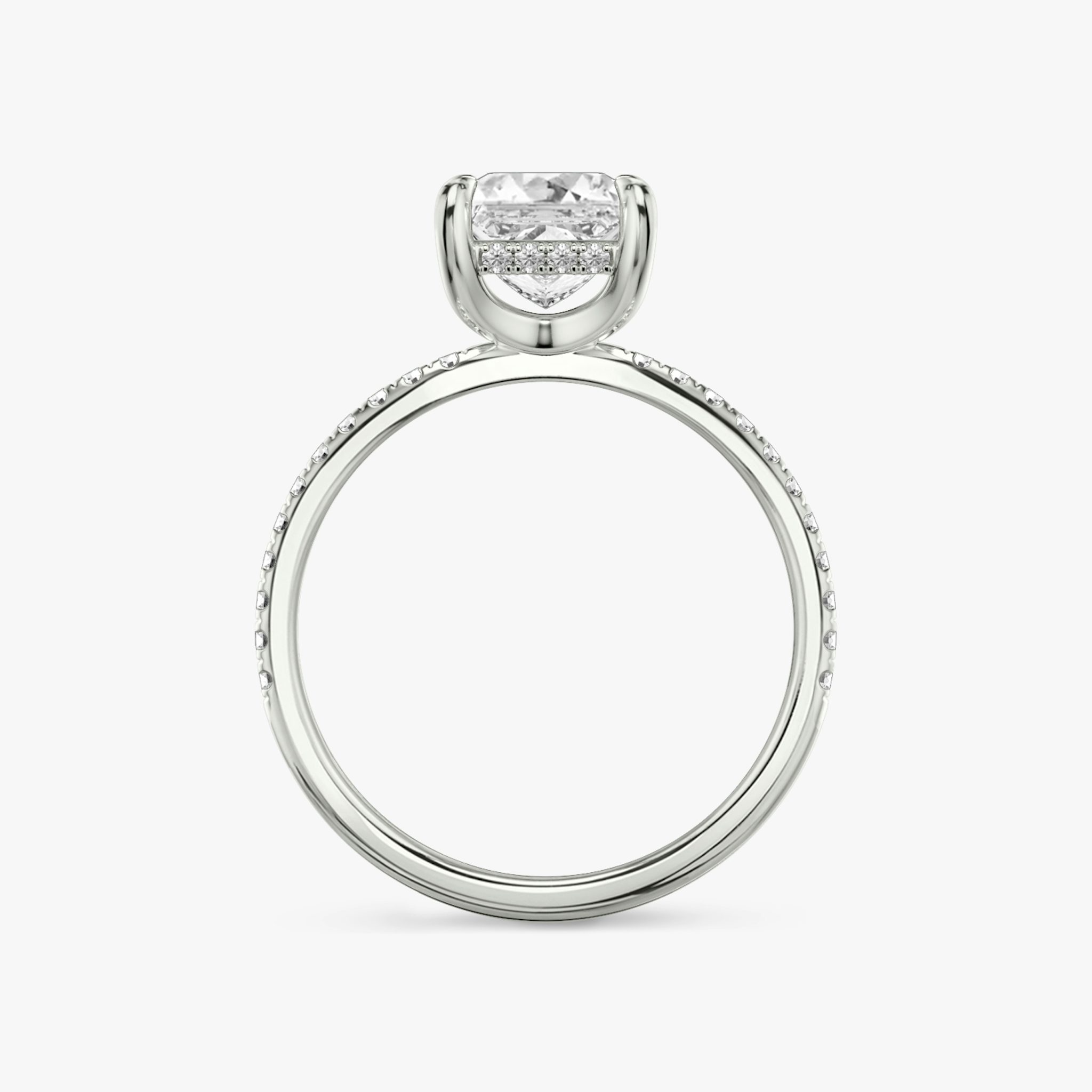 The Classic Hidden Halo | Princess | 18k | White Gold | bandAccent: Pavé | bandWidth: standard | prongStyle: Plain | diamondOrientation: vertical | caratWeight: other