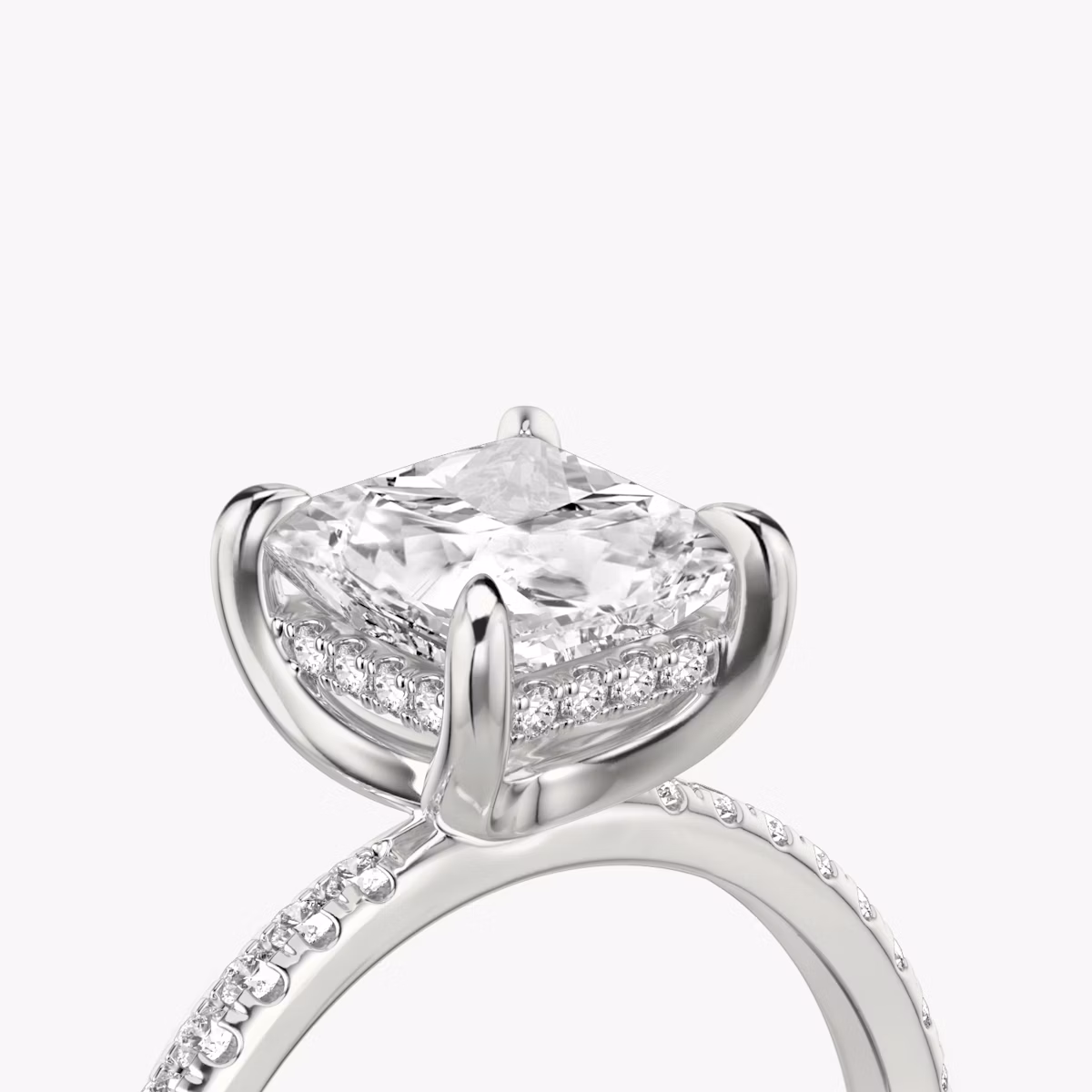 The Classic Hidden Halo | Princess | Platinum | bandAccent: Pavé | bandWidth: standard | prongStyle: Plain | diamondOrientation: vertical | caratWeight: other