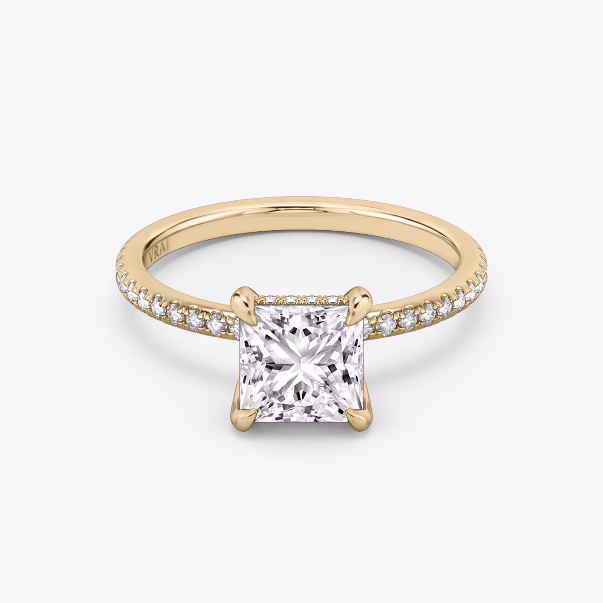 The Classic Hidden Halo | Princess | 14k | Rose Gold | bandAccent: Pavé | bandWidth: standard | prongStyle: Plain | diamondOrientation: vertical | caratWeight: other