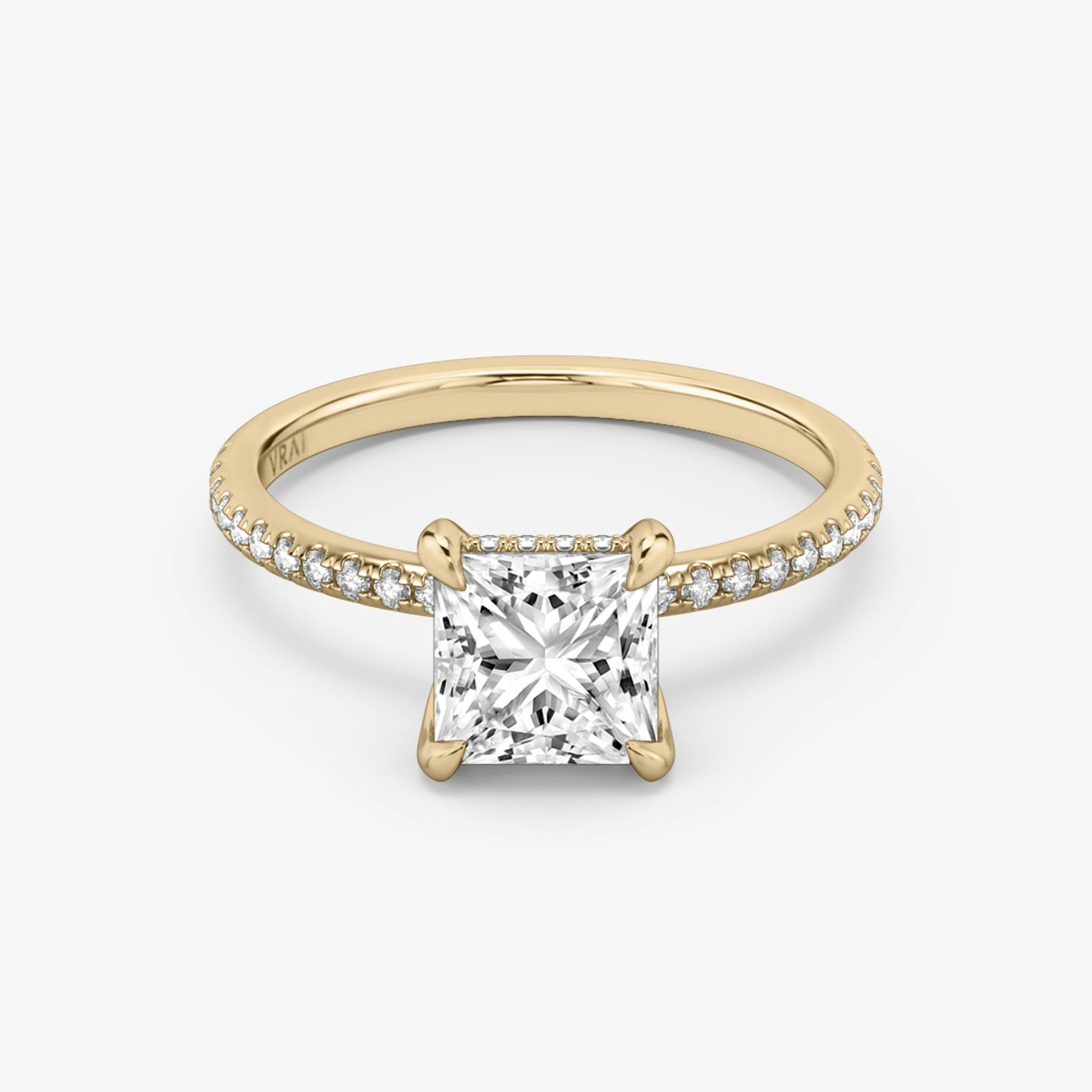 The Classic Hidden Halo | Princess | 14k | Rose Gold | bandAccent: Pavé | bandWidth: standard | prongStyle: Plain | diamondOrientation: vertical | caratWeight: other