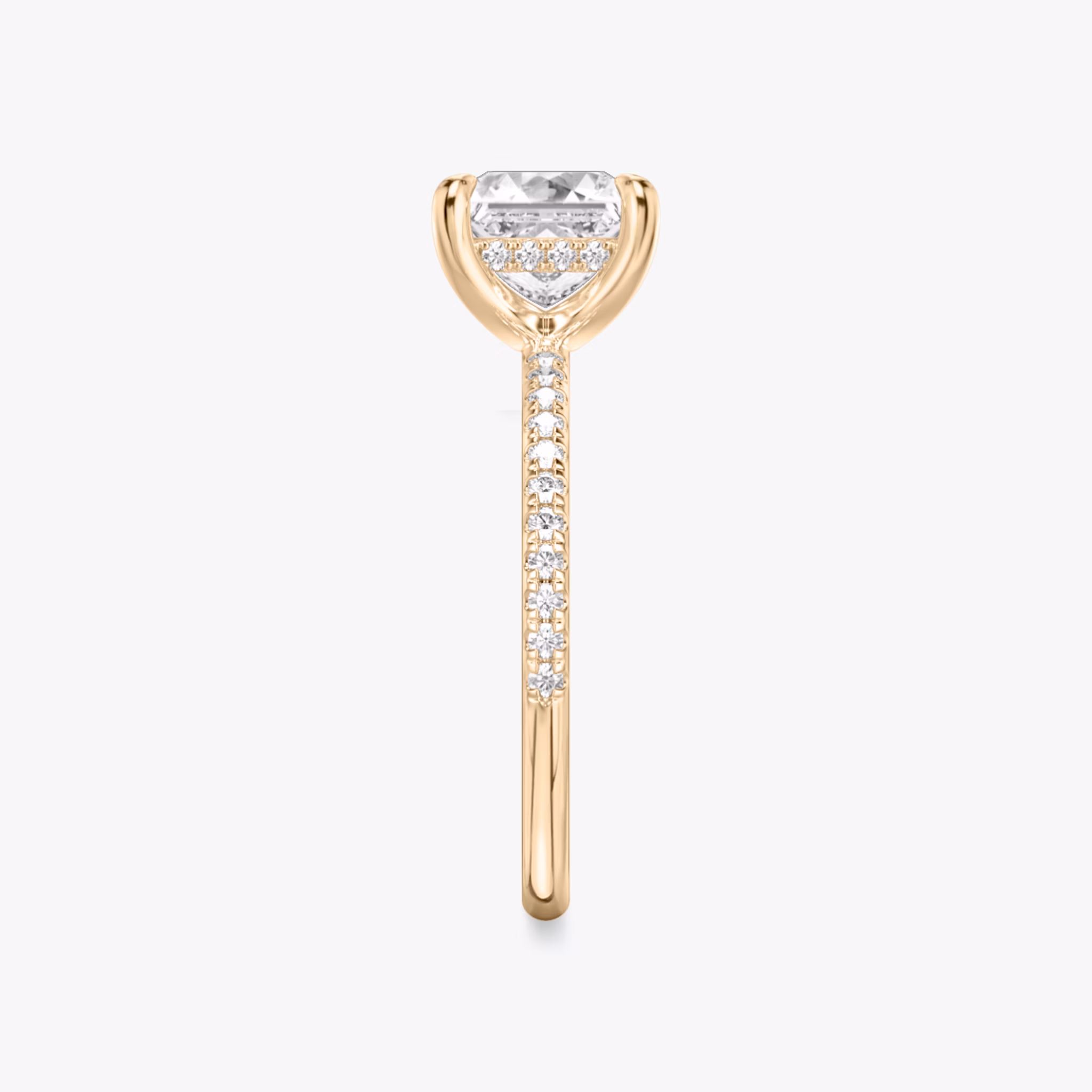 The Classic Hidden Halo | Princess | 14k | Rose Gold | bandAccent: Pavé | bandWidth: standard | prongStyle: Plain | diamondOrientation: vertical | caratWeight: other