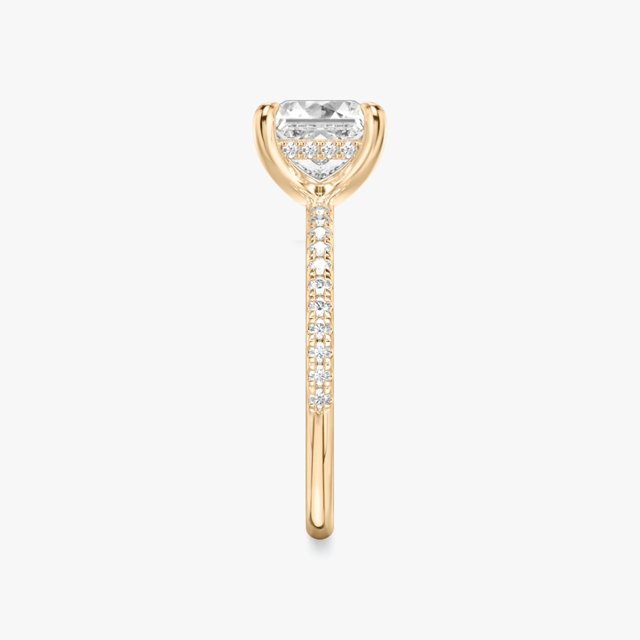 The Classic Hidden Halo | Princess | 14k | Rose Gold | bandAccent: Pavé | bandWidth: standard | prongStyle: Plain | diamondOrientation: vertical | caratWeight: other