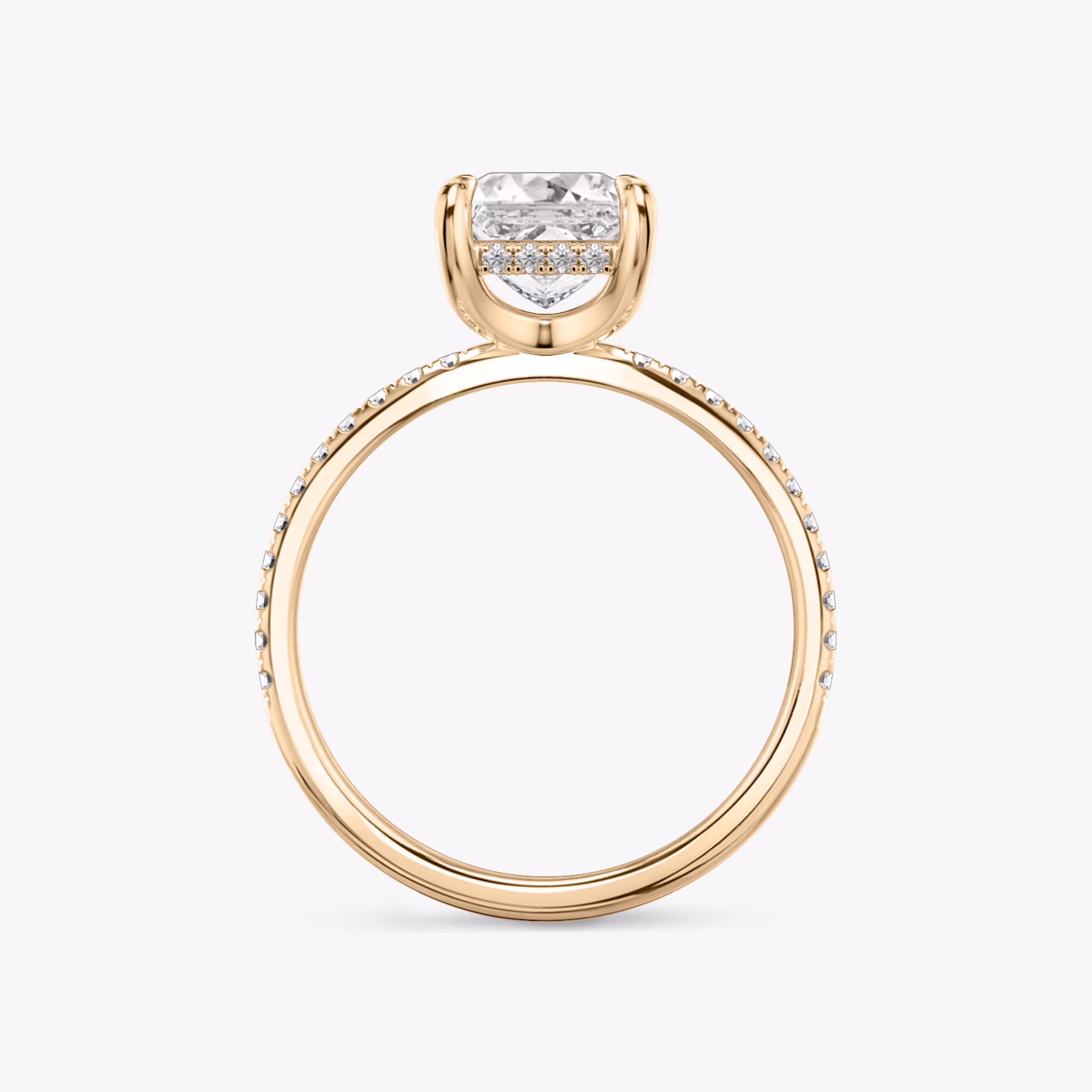 The Classic Hidden Halo | Princess | 14k | Rose Gold | bandAccent: Pavé | bandWidth: standard | prongStyle: Plain | diamondOrientation: vertical | caratWeight: other