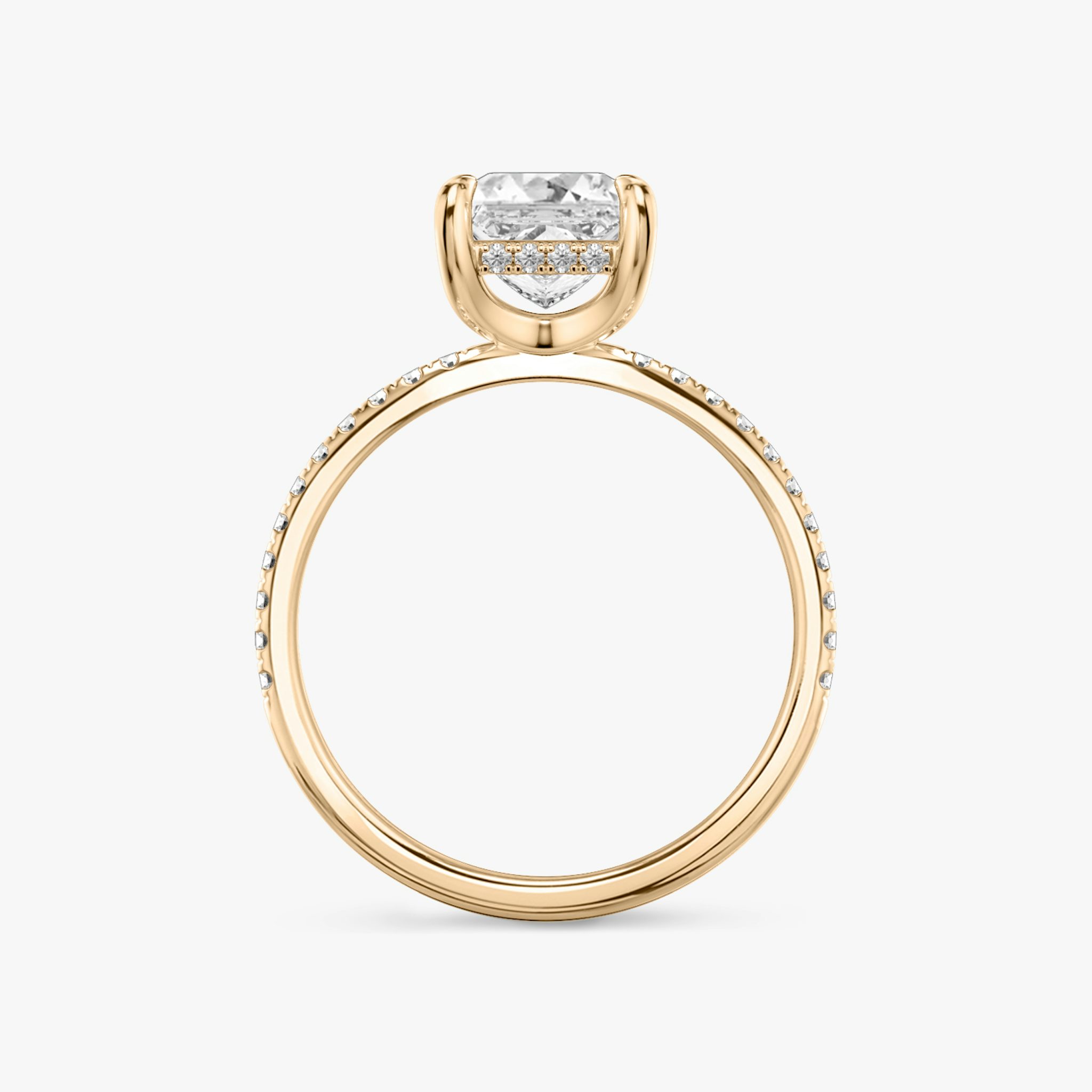 The Classic Hidden Halo | Princess | 14k | Rose Gold | bandAccent: Pavé | bandWidth: standard | prongStyle: Plain | diamondOrientation: vertical | caratWeight: other