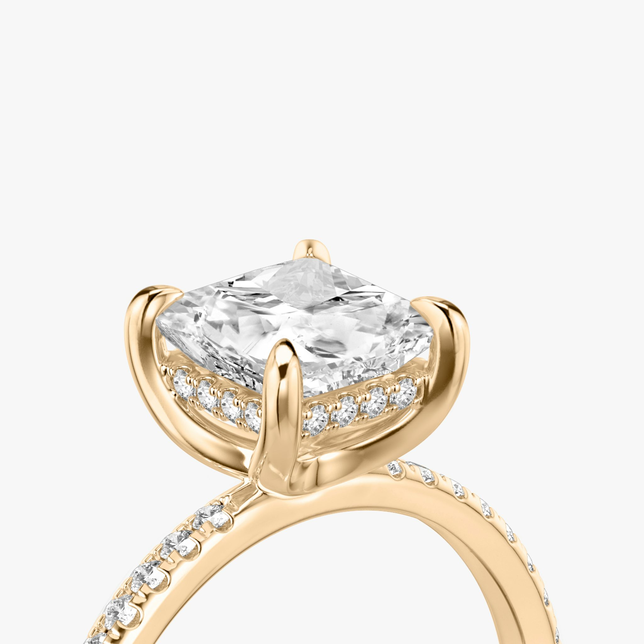 The Classic Hidden Halo | Princess | 14k | Rose Gold | bandAccent: Pavé | bandWidth: standard | prongStyle: Plain | diamondOrientation: vertical | caratWeight: other
