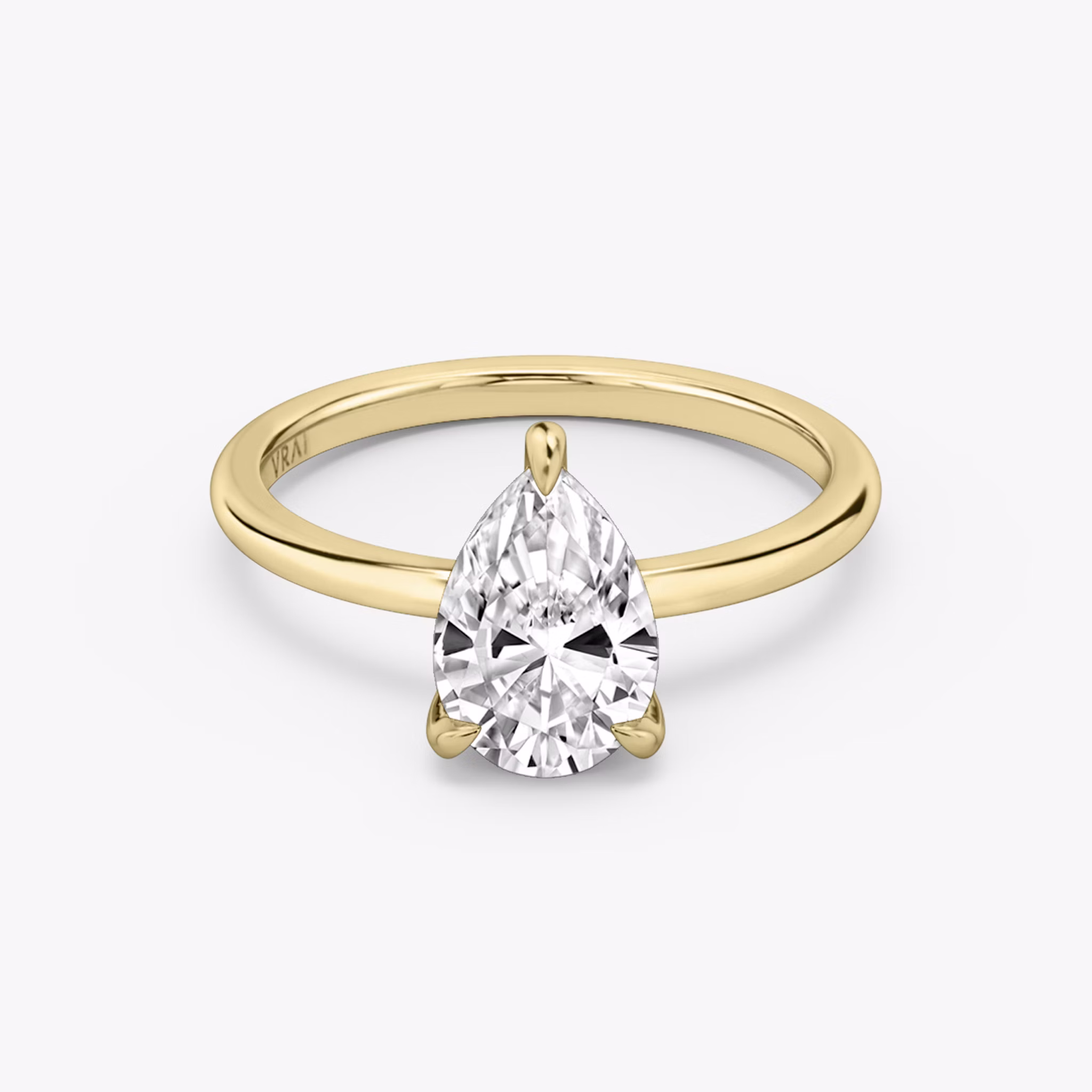 The Classic Hidden Halo | Pear | 18k | Yellow Gold | bandAccent: Plain | bandWidth: standard | prongStyle: Plain | diamondOrientation: vertical | caratWeight: other