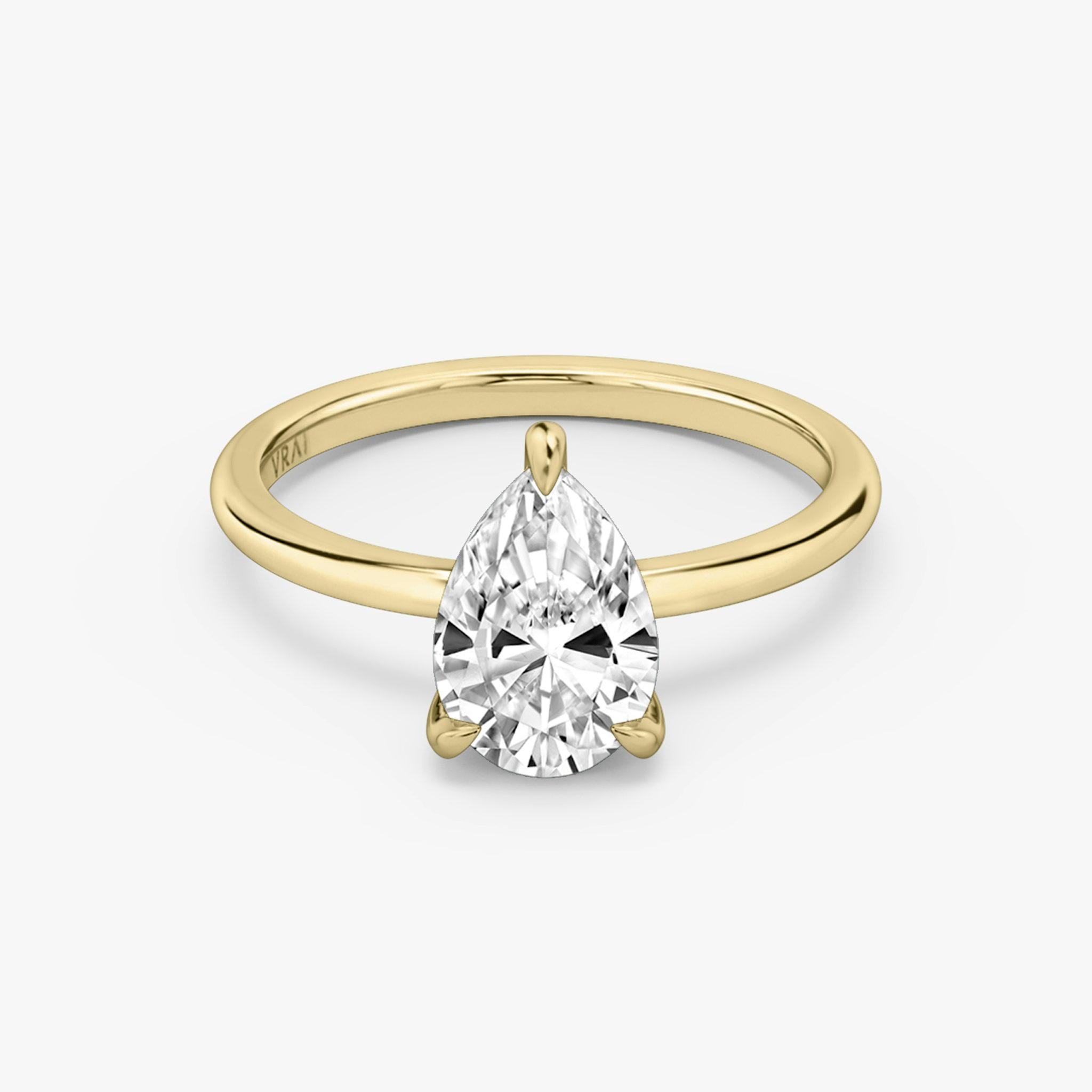 The Classic Hidden Halo | Pear | 18k | Yellow Gold | bandAccent: Plain | bandWidth: standard | prongStyle: Plain | diamondOrientation: vertical | caratWeight: other