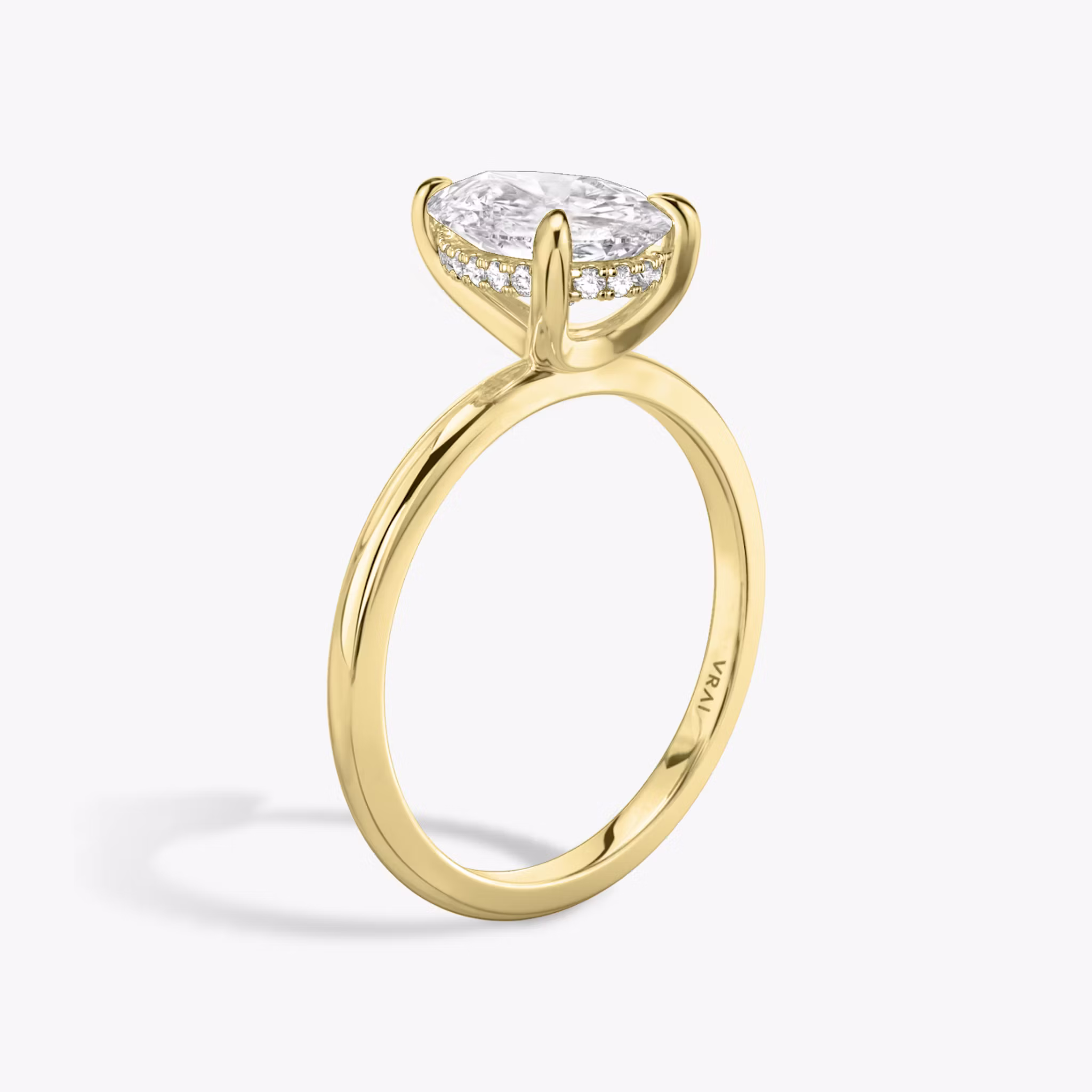 The Classic Hidden Halo Pear | Yellow Gold