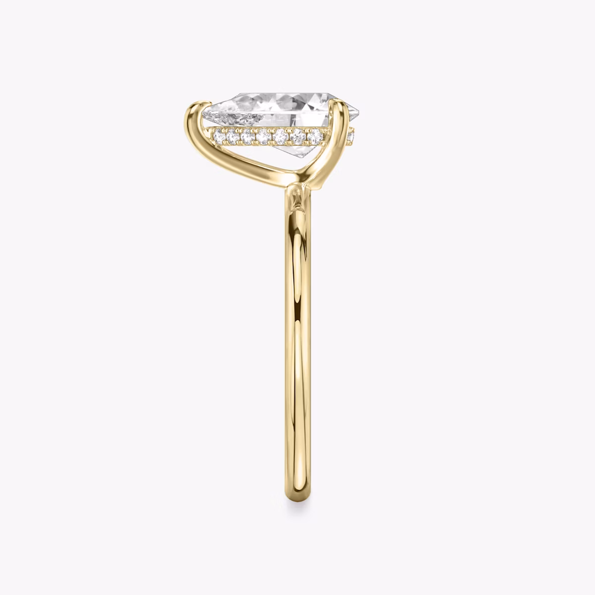 The Classic Hidden Halo | Pear | 18k | Yellow Gold | bandAccent: Plain | bandWidth: standard | prongStyle: Plain | diamondOrientation: vertical | caratWeight: other