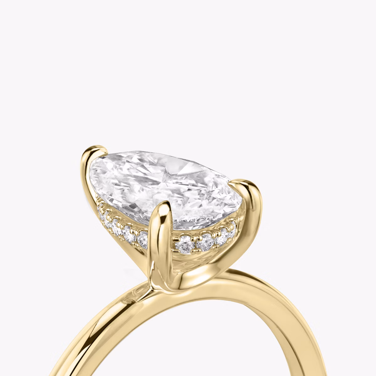 The Classic Hidden Halo | Pear | 18k | Yellow Gold | bandAccent: Plain | bandWidth: standard | prongStyle: Plain | diamondOrientation: vertical | caratWeight: other