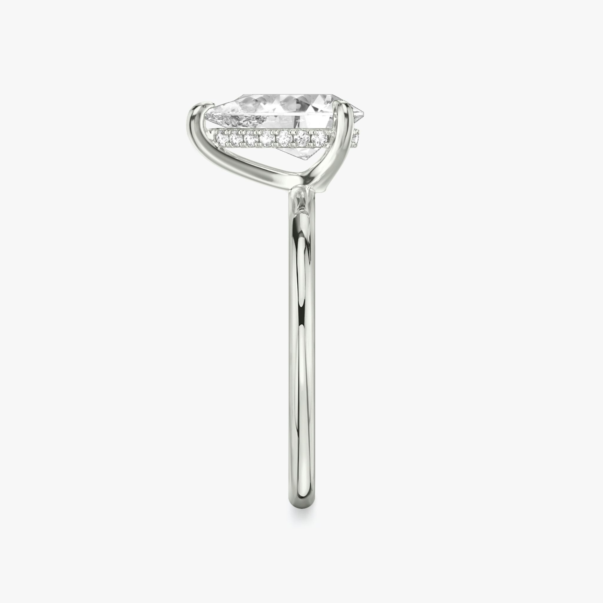 The Classic Hidden Halo | Pear | 18k | White Gold | bandAccent: Plain | bandWidth: standard | prongStyle: Plain | diamondOrientation: vertical | caratWeight: other