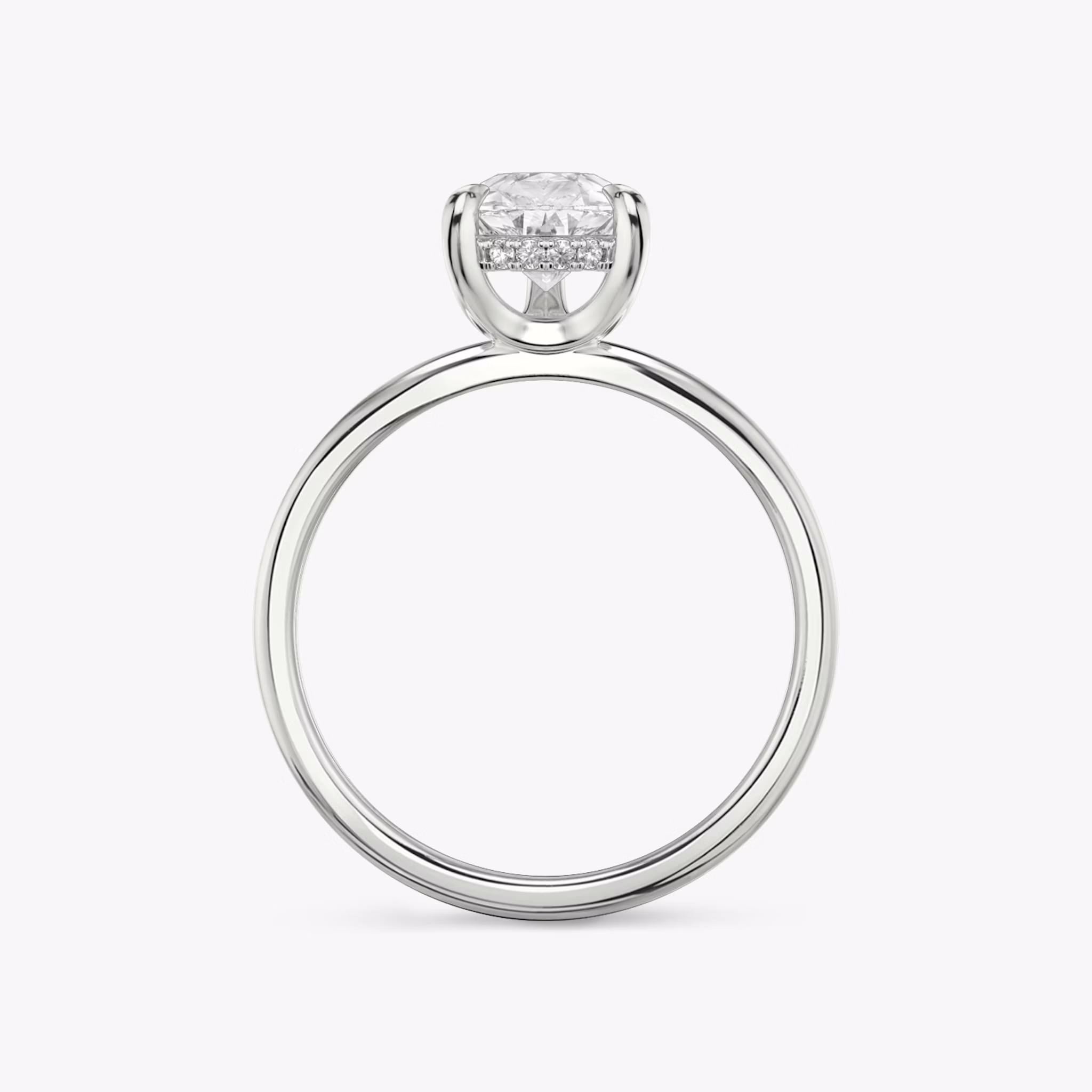 The Classic Hidden Halo | Pear | 18k | White Gold | bandAccent: Plain | bandWidth: standard | prongStyle: Plain | diamondOrientation: vertical | caratWeight: other
