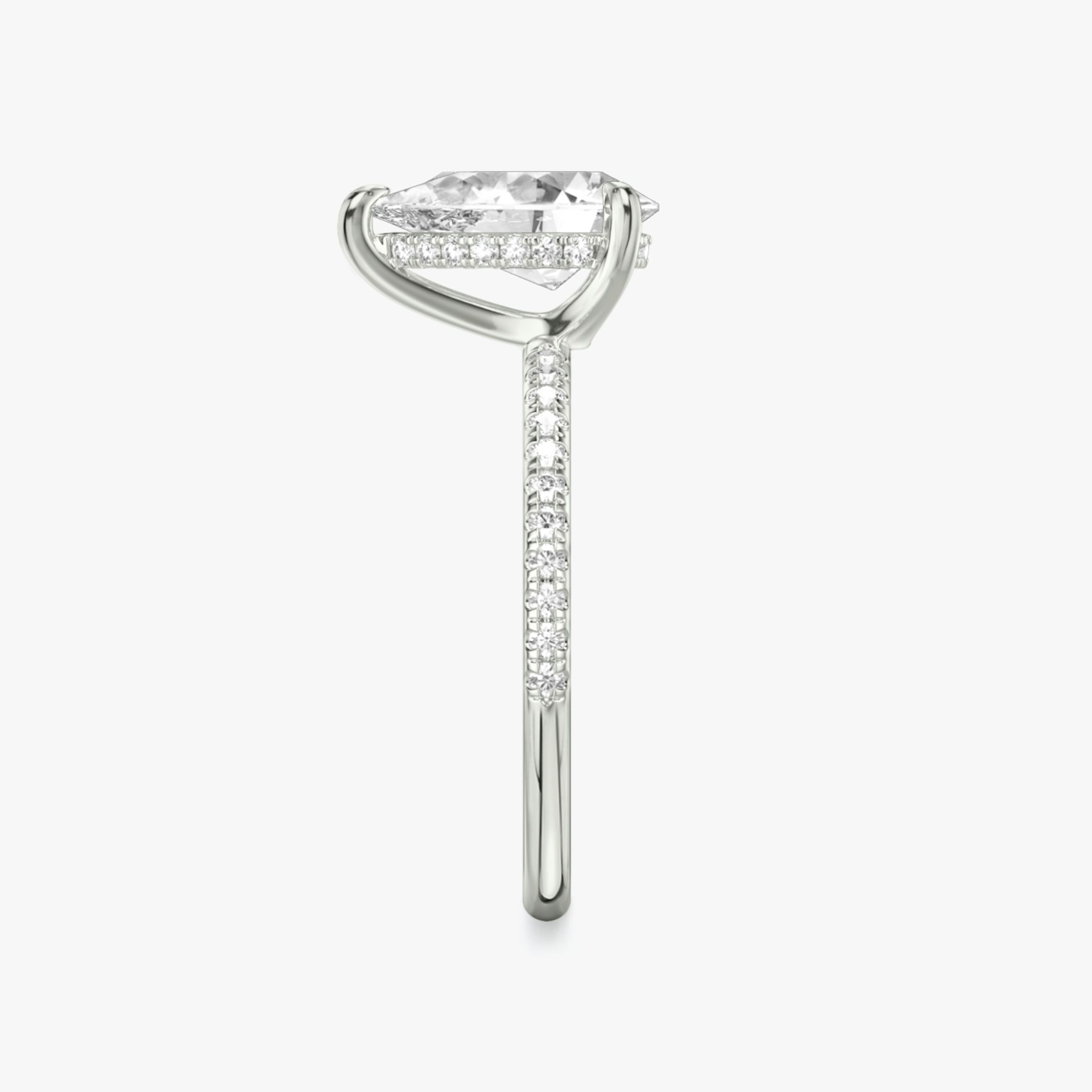 The Classic Hidden Halo | Pear | 18k | White Gold | bandAccent: Pavé | bandWidth: standard | prongStyle: Plain | diamondOrientation: vertical | caratWeight: other